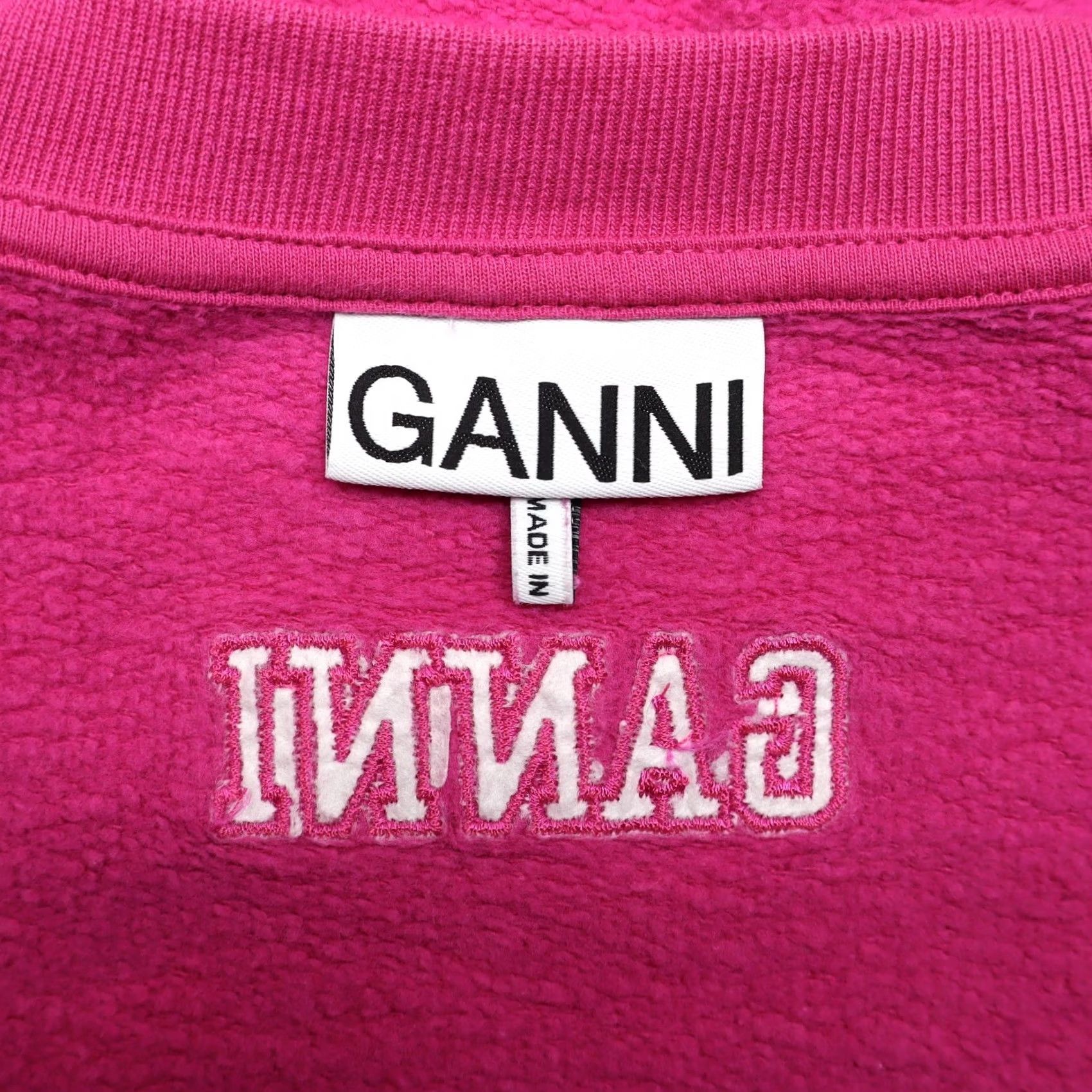 Ganni Ganni Women's Crew Neck Sweatshirt XS Pink Logo Embroidered Back Oversized All Seasons Casual Pullover Size XS / US 0-2 / IT 36-38 - 5 Thumbnail
