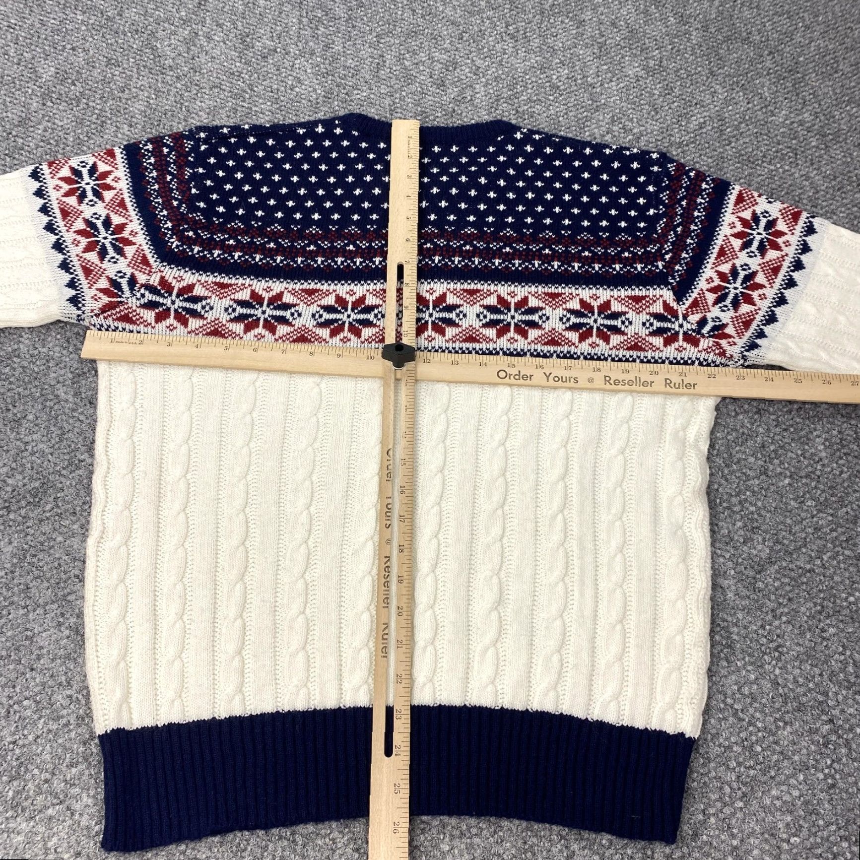 Vintage VINTAGE Peter England Sweater Mens XL Ivory Fair Isle Cable Knit 90s Pullover Crew Neck Men XL Knitted Jumper Size US XL / EU 56 / 4 - 7 Thumbnail