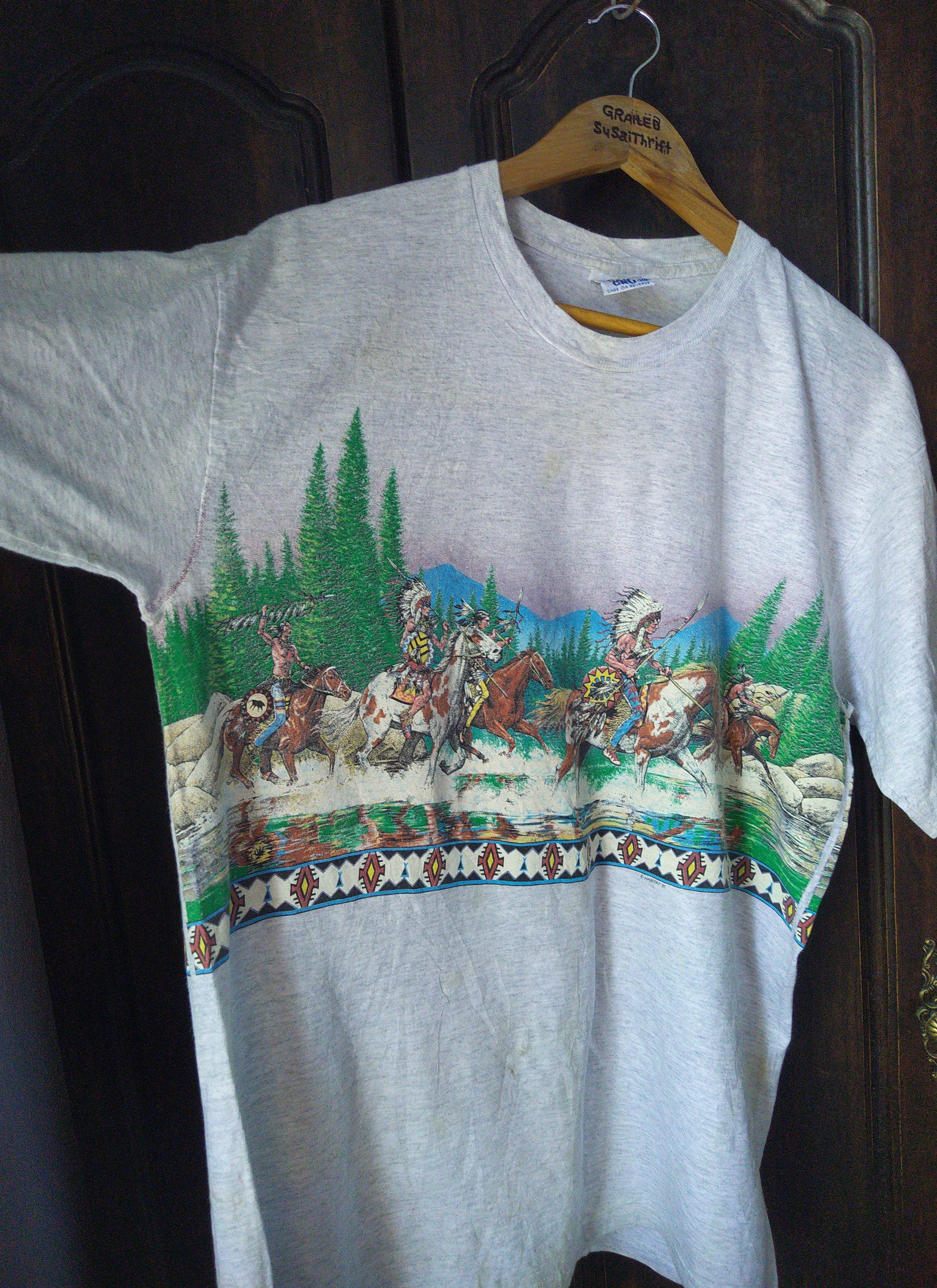Vintage Vintage 91’ Habitat Native American Art All Over Print Tee Size US XL / EU 56 / 4 - 3 Thumbnail