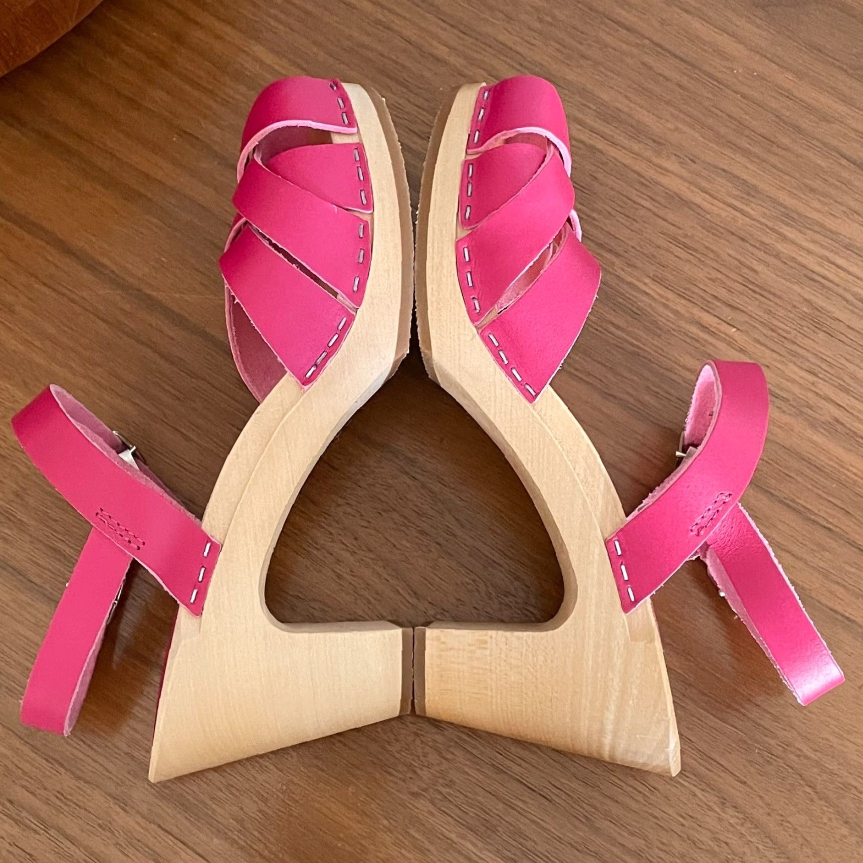 Swedish Hasbeens Swedish Hasbeens Sandal Women Pink Leather Strappy Open Toe Buckle Ankle Strap High Heel 3-3.9in Sz 37 Size US 7 / IT 37 - 5 Thumbnail
