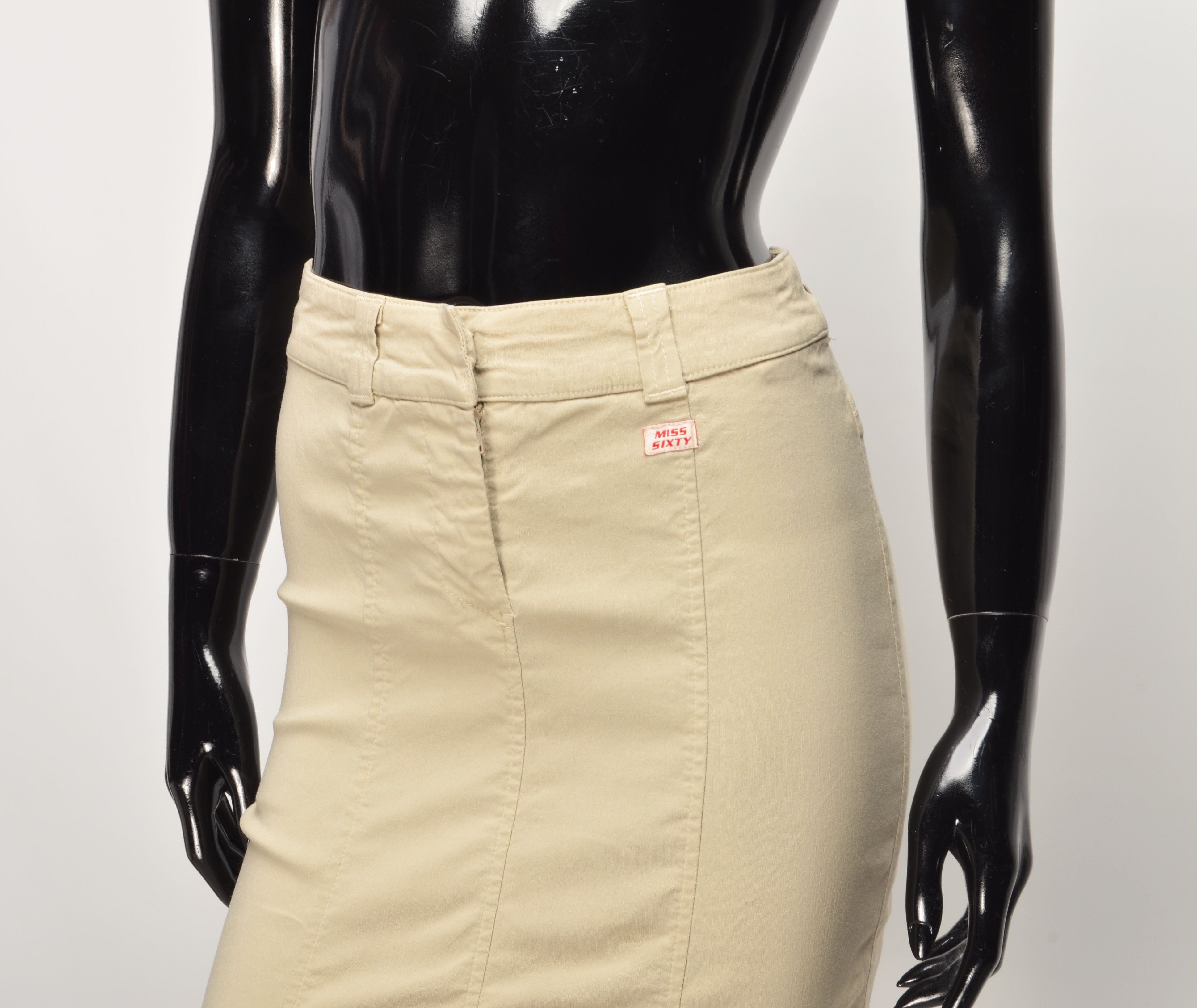Miss Sixty Vintage Miss Sixty Y2K Beige Bodycon Knee Length Skirt Size 24" / US 00 / IT 34 - 2 Thumbnail