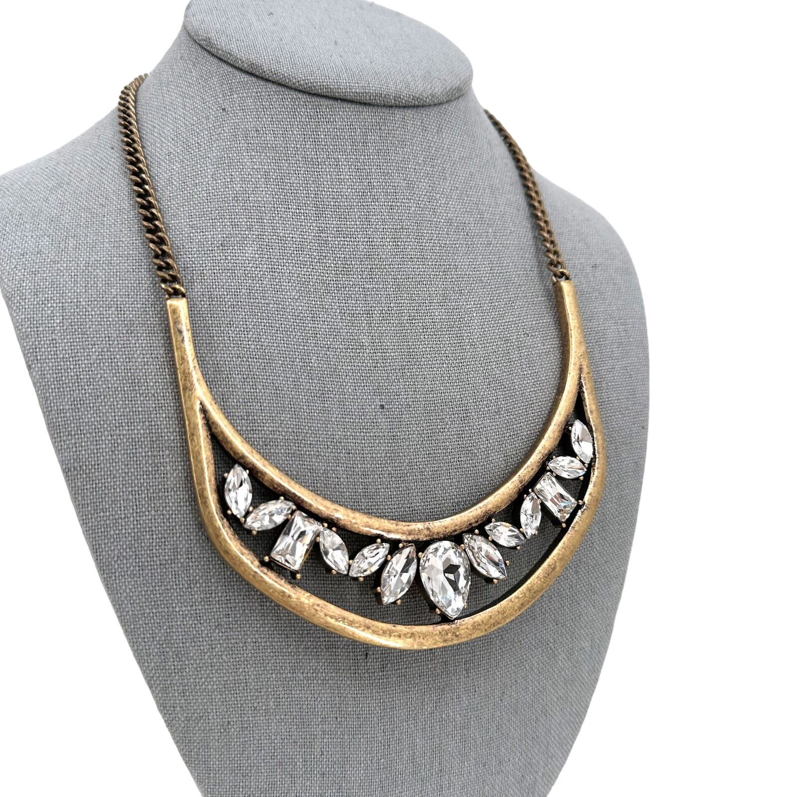 Other Baublebar Statement Necklace Clear Rhinestone Antique Brass Size ONE SIZE - 1 Thumbnail