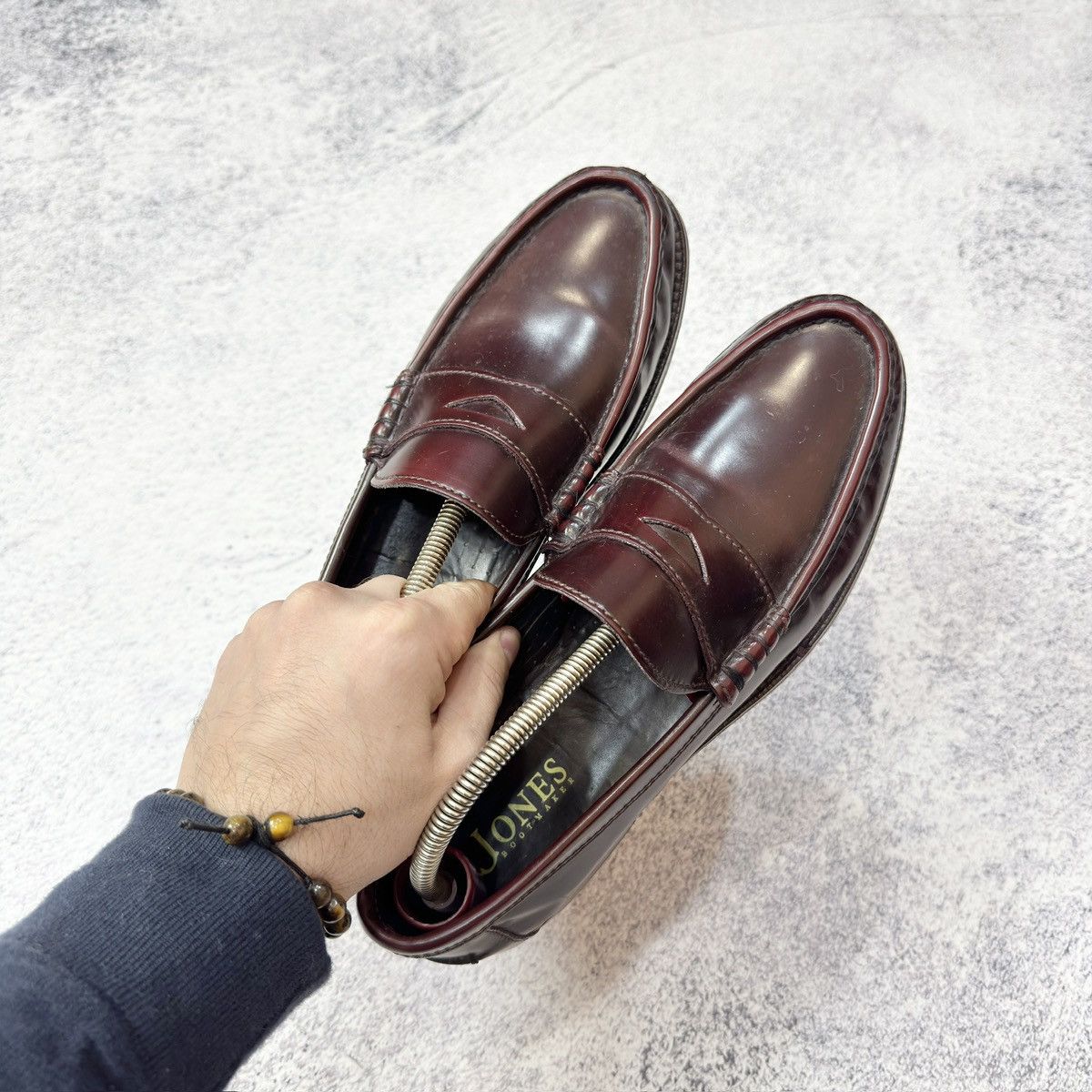 Handmade Jones Mens Burgundy Penny Loafers US9 UK8 EU42 27cm Size US 9 / EU 42 - 8 Thumbnail
