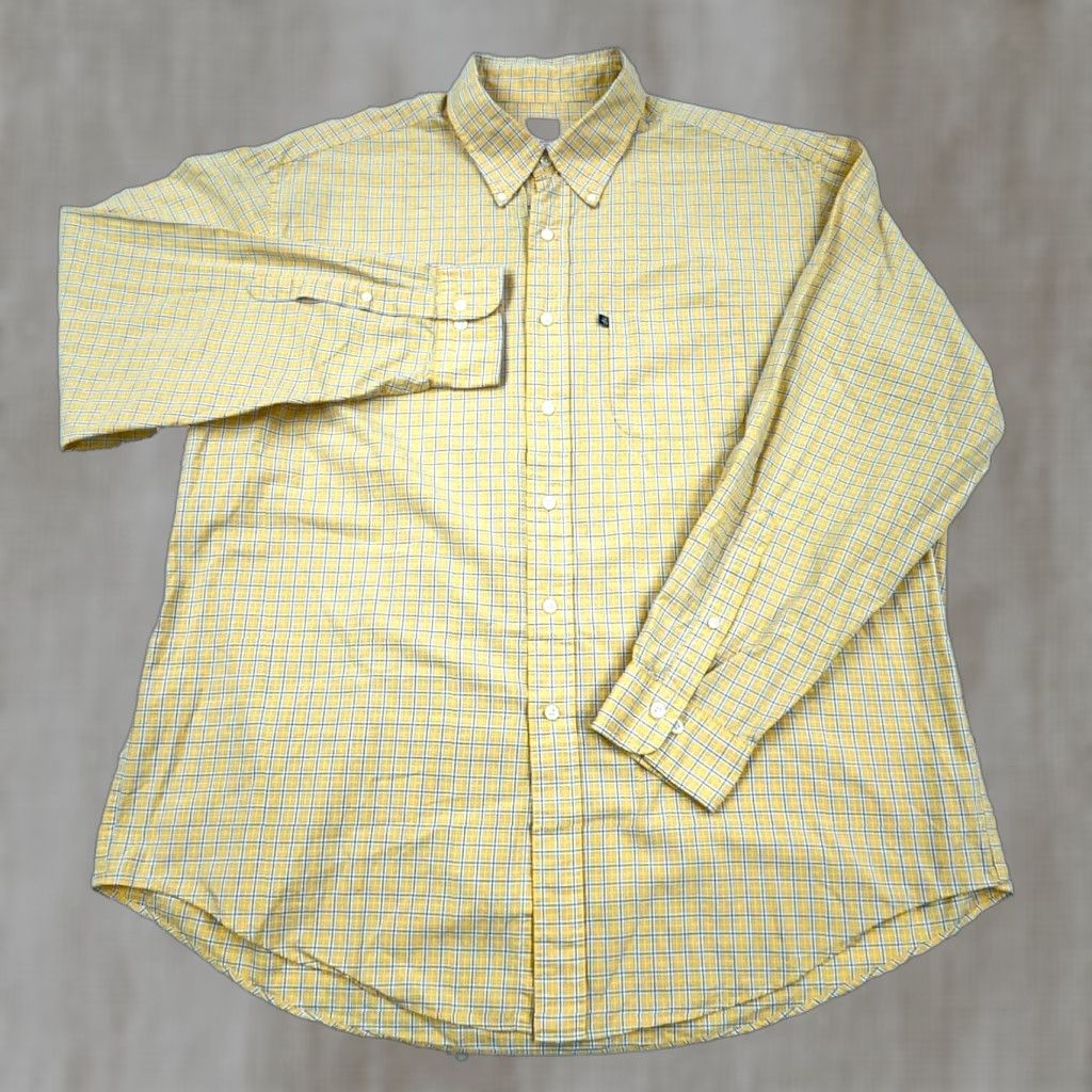 Brooks Brothers Brooks Brothers Shirt Men XL Yellow Blue Plaid Button-Up Casual Dress 346 Poplin Size 46R - 1 Thumbnail