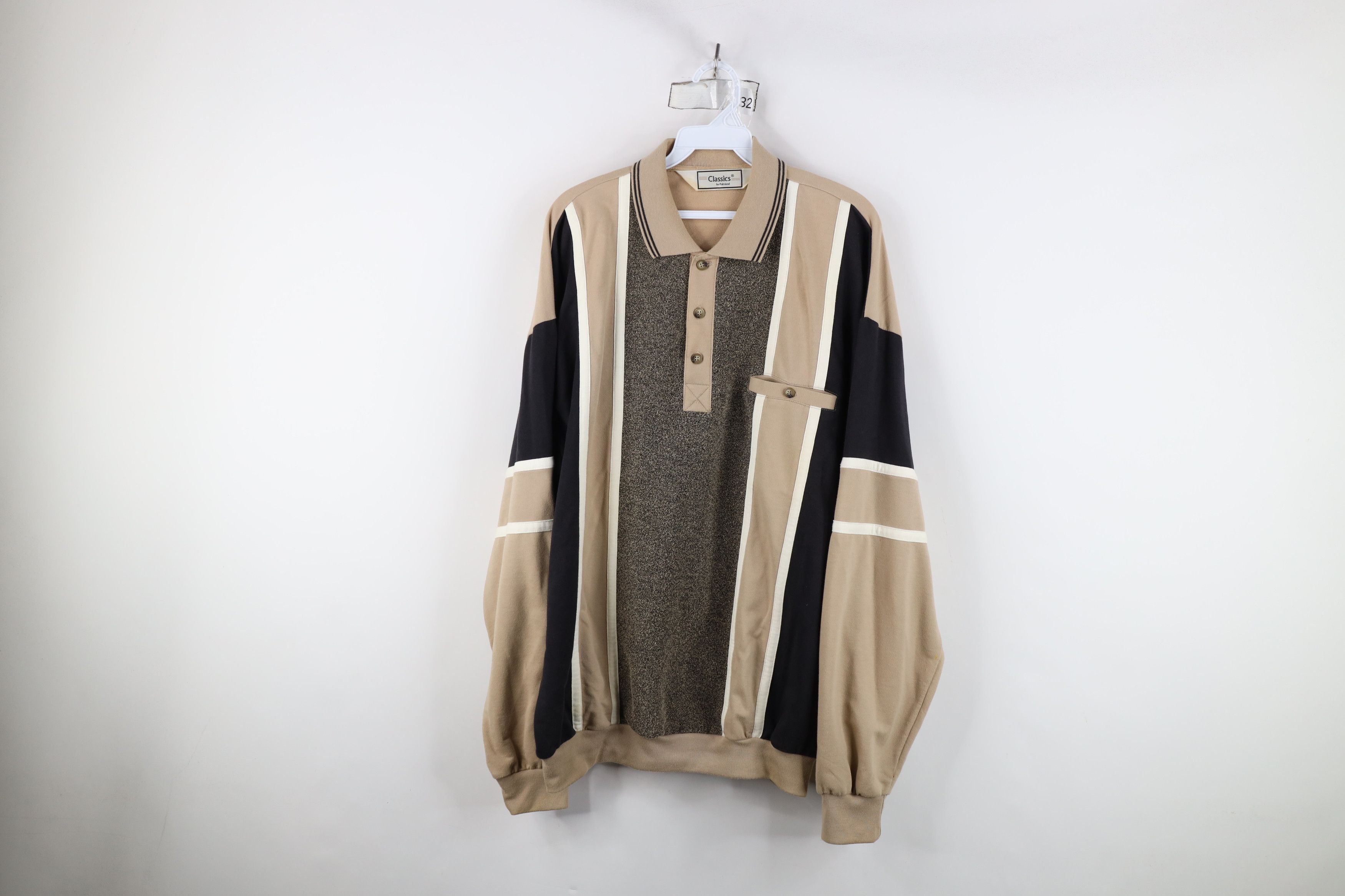 Vintage Vintage 90s Streetwear Block Panel Long Sleeve Pullover Polo Size US L / EU 52-54 / 3 - 1 Thumbnail