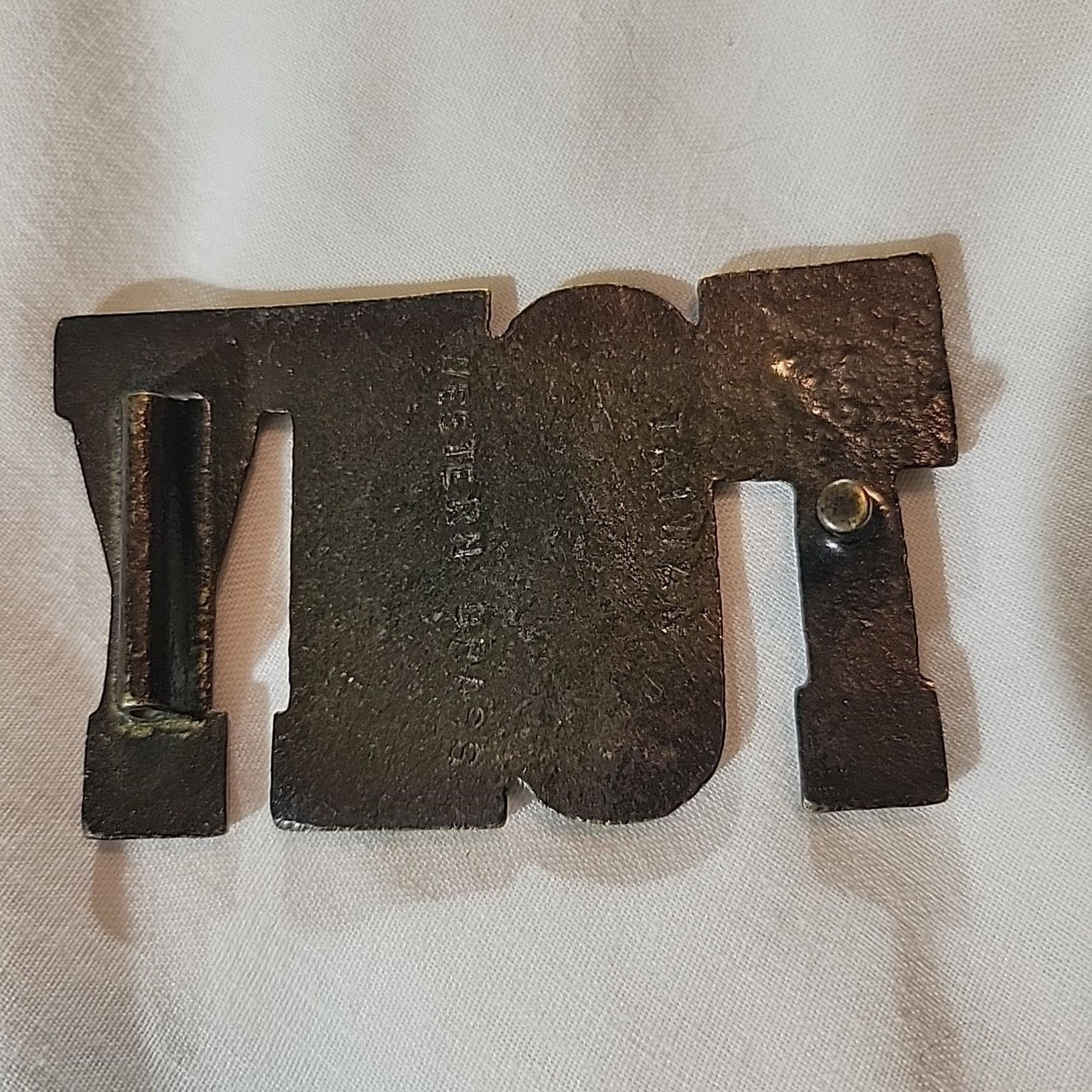 Other 70's Solid Brass 2 Tone Belt Buckle Taiwan TONY Missing Bale Size ONE SIZE - 2 Thumbnail