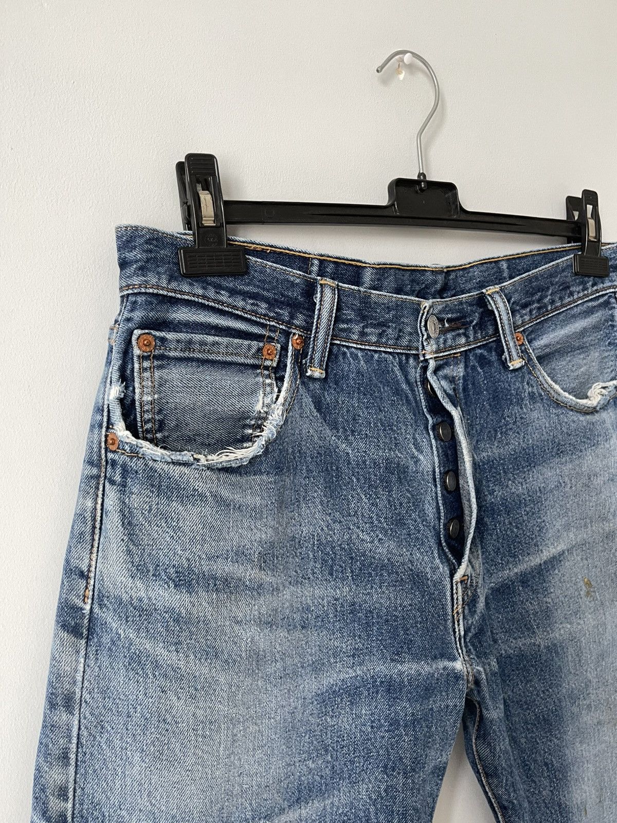 Levi's Levis 501 Patchwork Custom Faded Denim Jeans Size US 34 / EU 50 - 7 Thumbnail