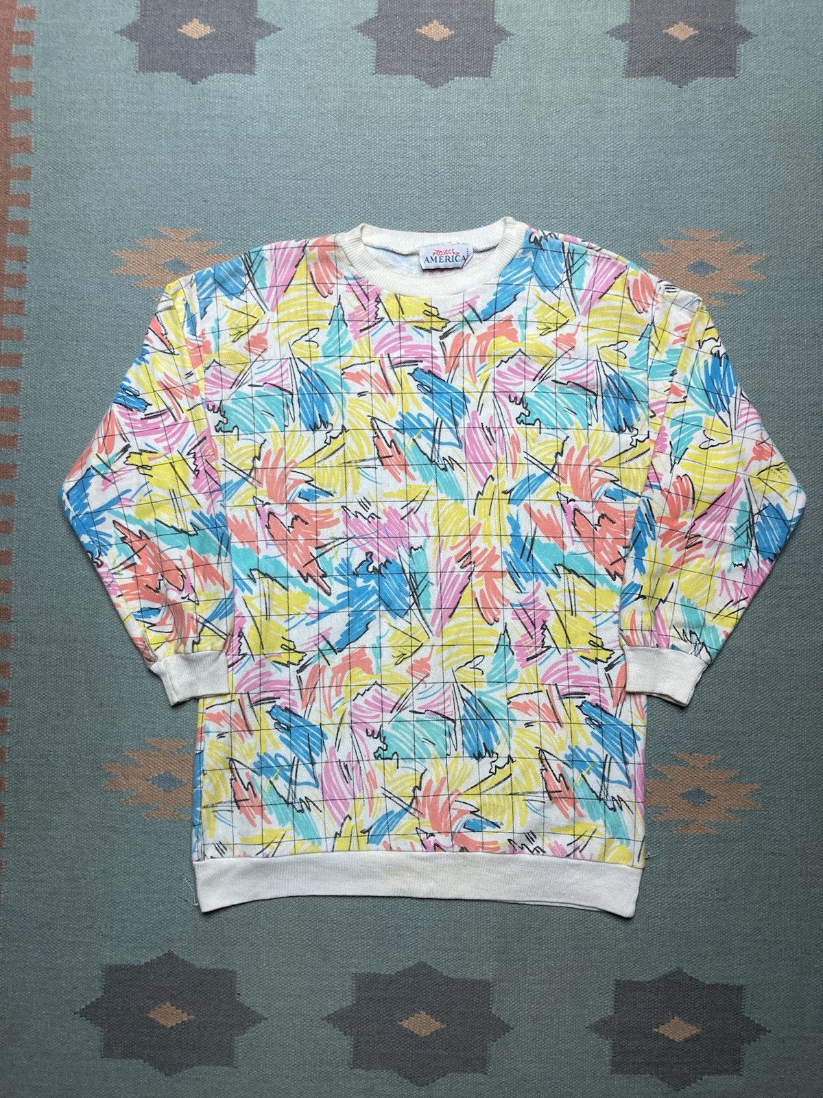 Vintage crewneck sweatshirt all over print psychedelic art large T Size US L / EU 52-54 / 3 - 1 Thumbnail