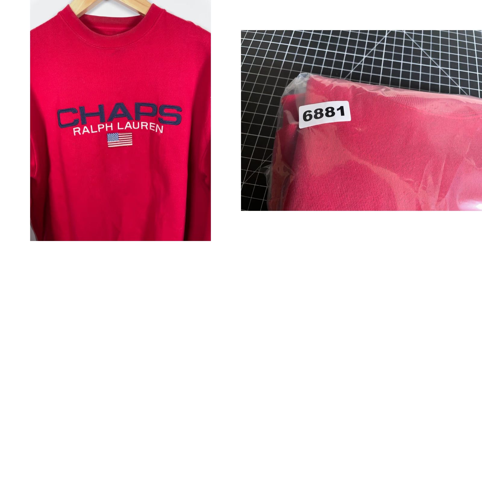 Chaps VINTAGE Chaps Ralph Lauren Sweatshirt Pullover Crew Neck Red Embroidered Flag Polo 90s Mens Large Size US L / EU 52-54 / 3 - 9 Thumbnail