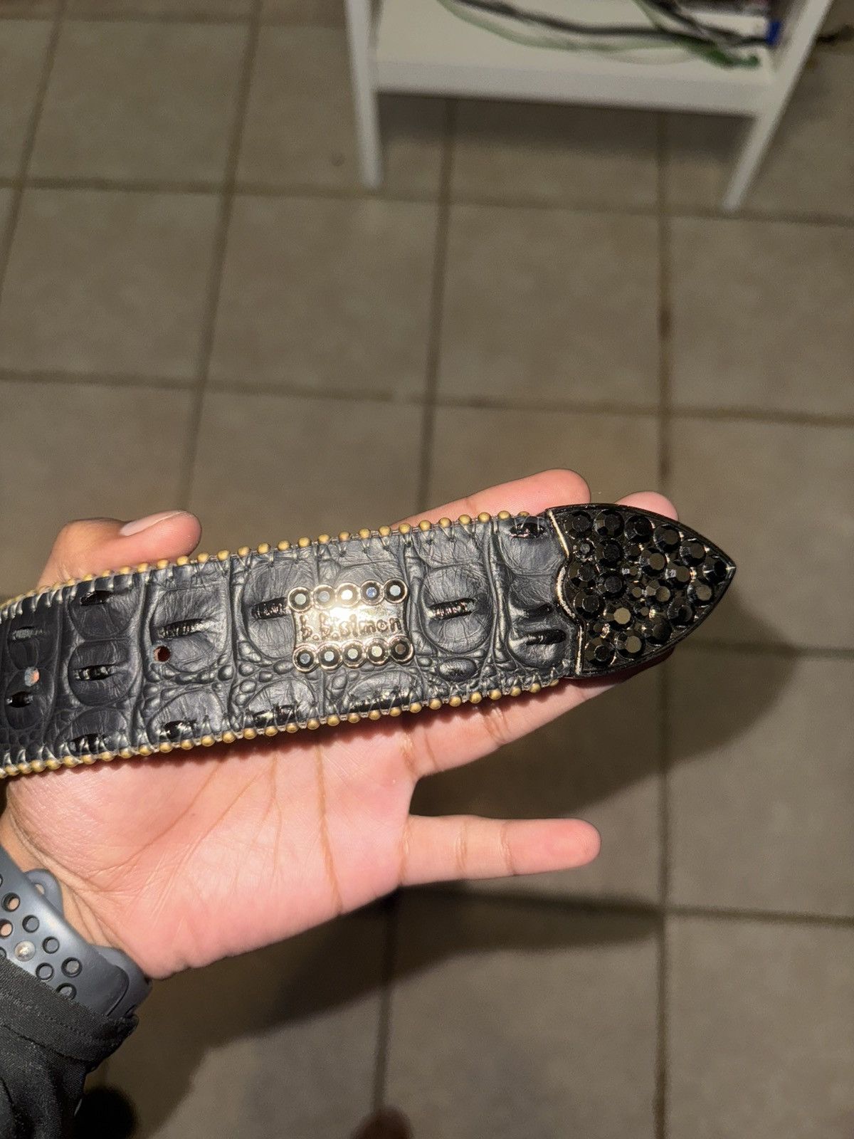 B.B. Simon B.B Simon Black Alligator Leather Belt Size 34 - 2 Thumbnail