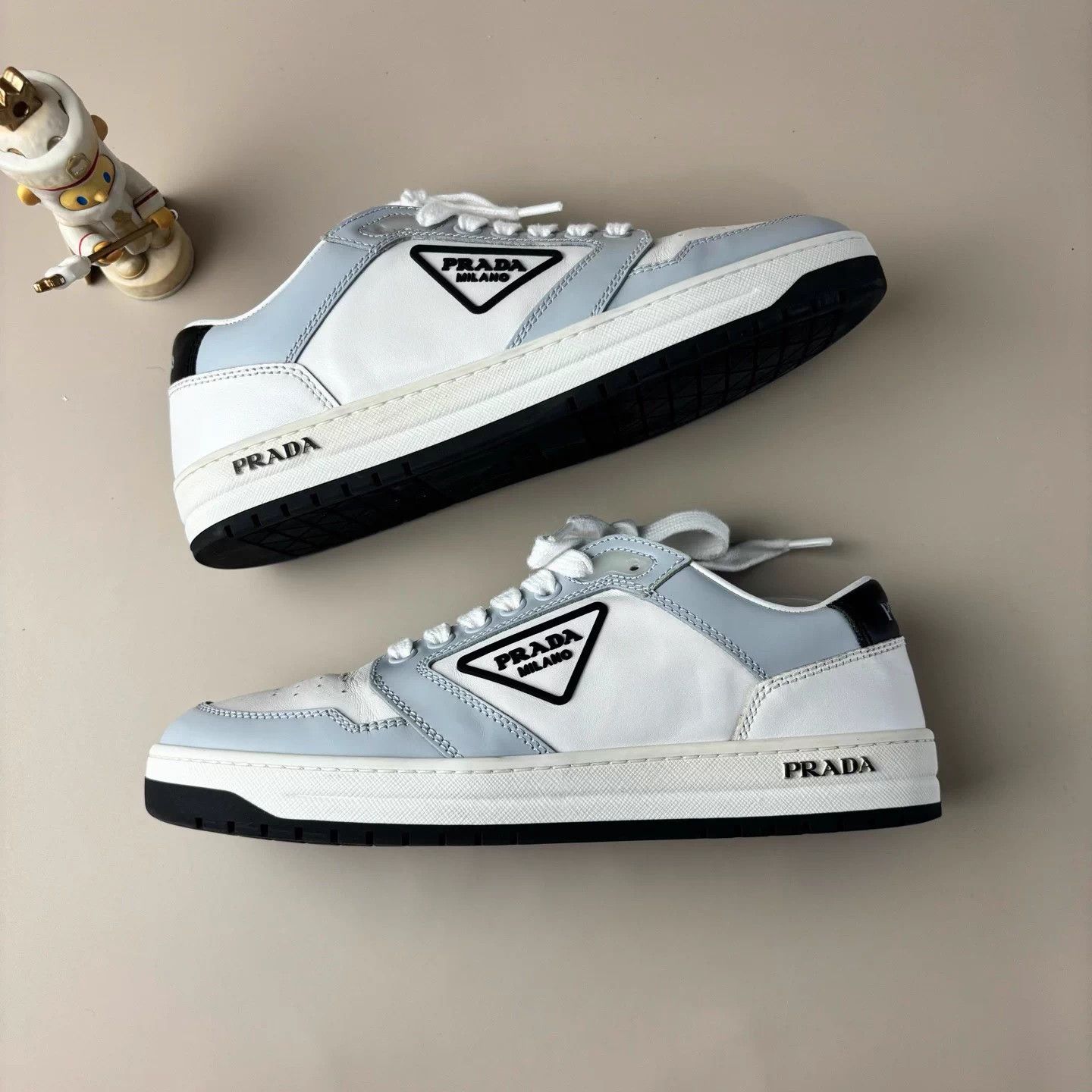 Prada Prada White Blue Triangle Logo Sneakers 37 EU 98% New Size US 6 / IT 36 - 5 Thumbnail