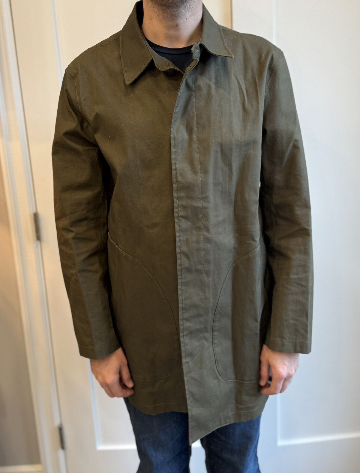 Club Monaco Green Trench (Waxy/Stiff Cotton) Size US L / EU 52-54 / 3 - 6 Thumbnail