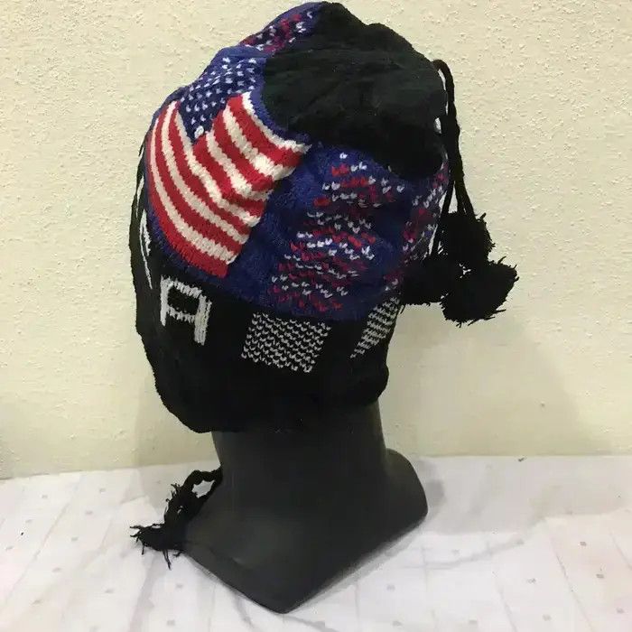 Vintage USA Overprint Knit Beanie Hat Size ONE SIZE - 4 Thumbnail