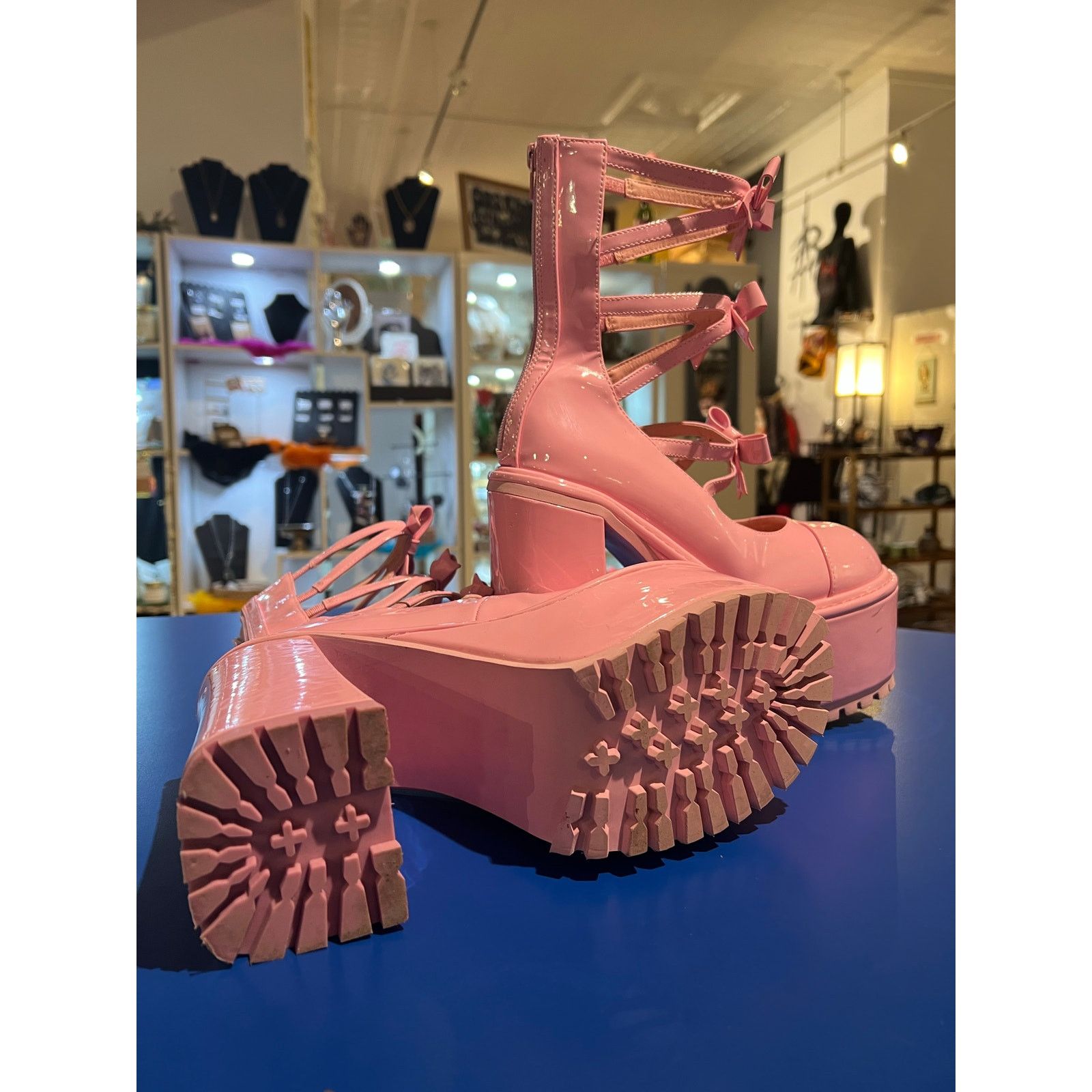 Demonia Cult Sugar Thrillz Pink Platforms with Bows! Size US 8 / IT 38 - 6 Thumbnail