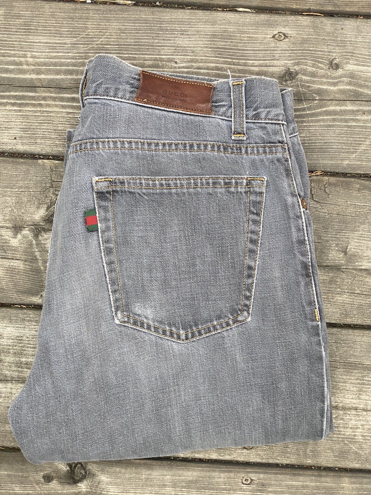 Gucci Gucci Jeans Size 34 Gray Leather Tab Size US 34 / EU 50 - 3 Thumbnail