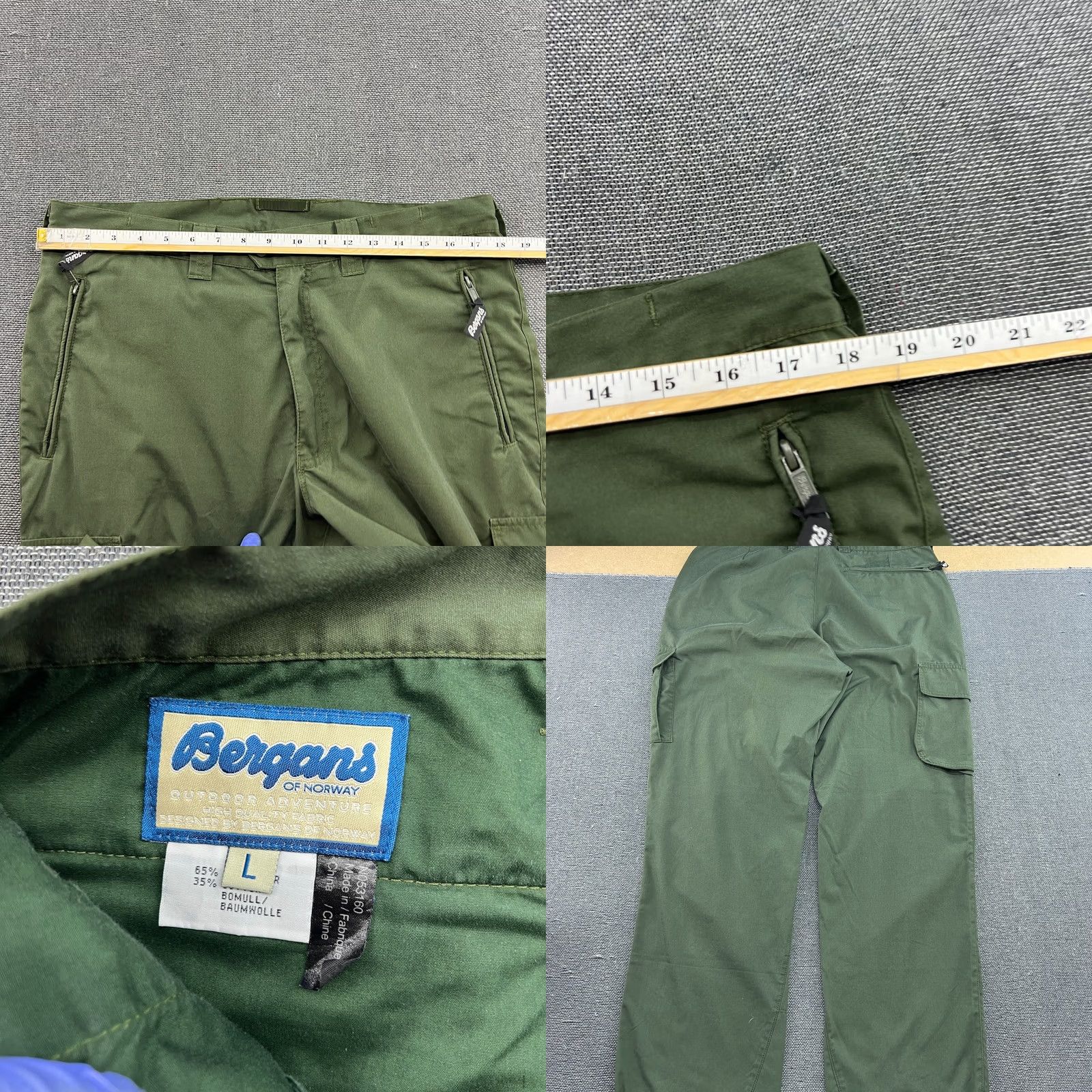 Vintage Bergans of Norway Mens Pants Large Green Outdoor Hunting Trekking Hiking Pockets Size US 31 - 8 Thumbnail