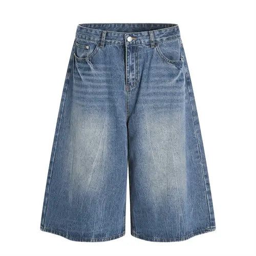 Japanese Brand × Jean Men's casual loose washed lightning pattern denim shorts Size US 32 / EU 48 - 1 Thumbnail