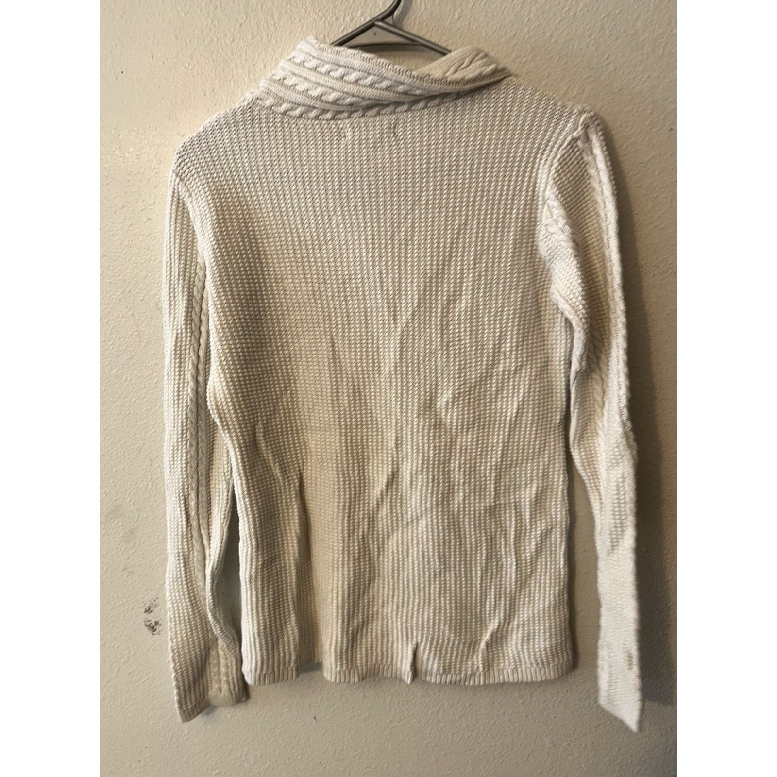 Nautica Nautica Women's Medium Ivory Cable-Knit Shawl Neck Sweater Size M / US 6-8 / IT 42-44 - 2 Thumbnail