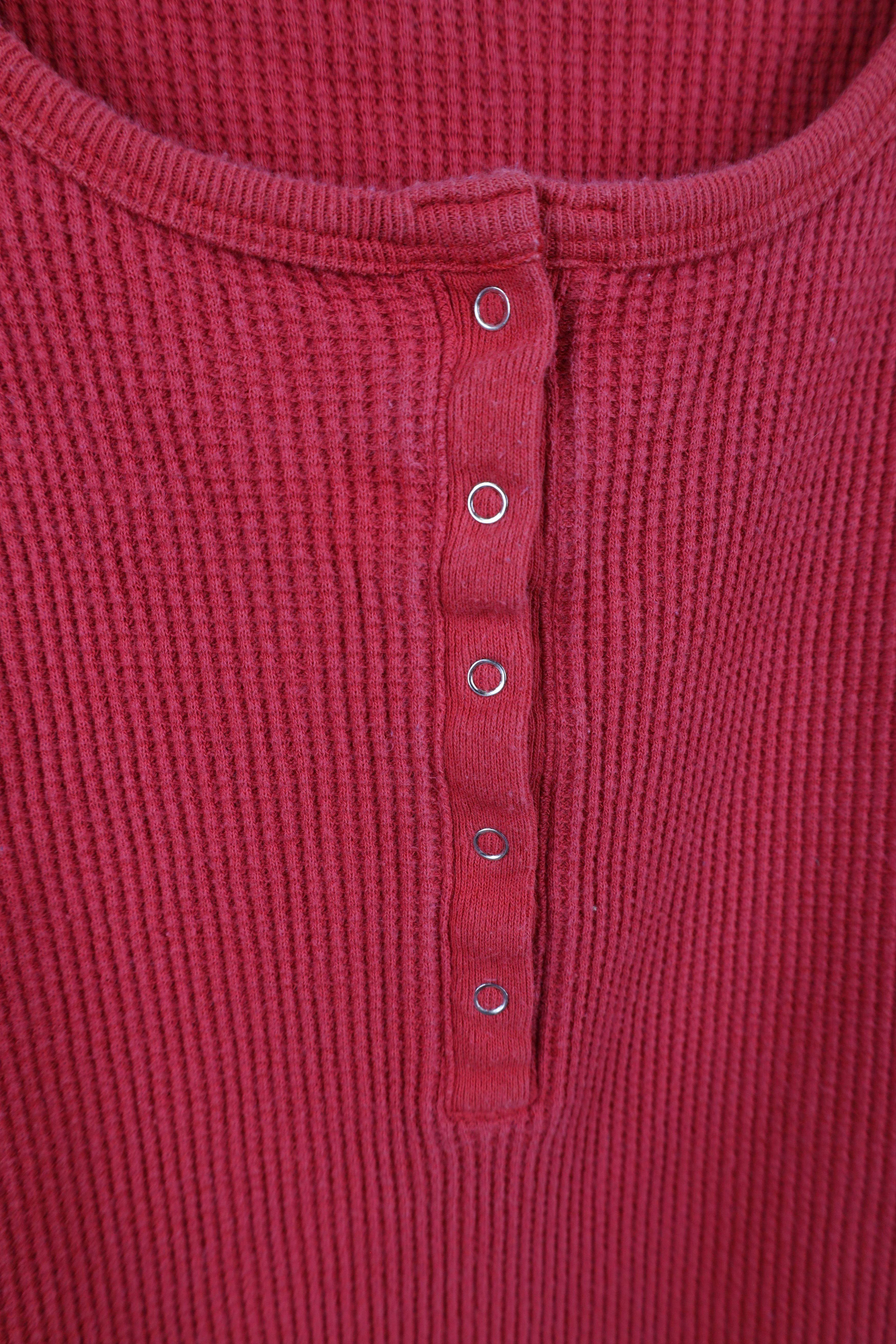 Vintage Vintage 90s Streetwear Thermal Waffle Knit Henley T-Shirt Size 4XL / US 24-26 - 4 Thumbnail