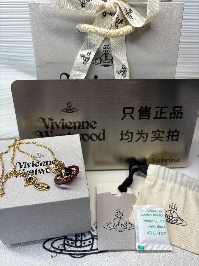 Vivienne Westwood Vivienne Westwood Orb-Medium Size Necklace with Wine Red/C Size ONE SIZE - 3 Thumbnail