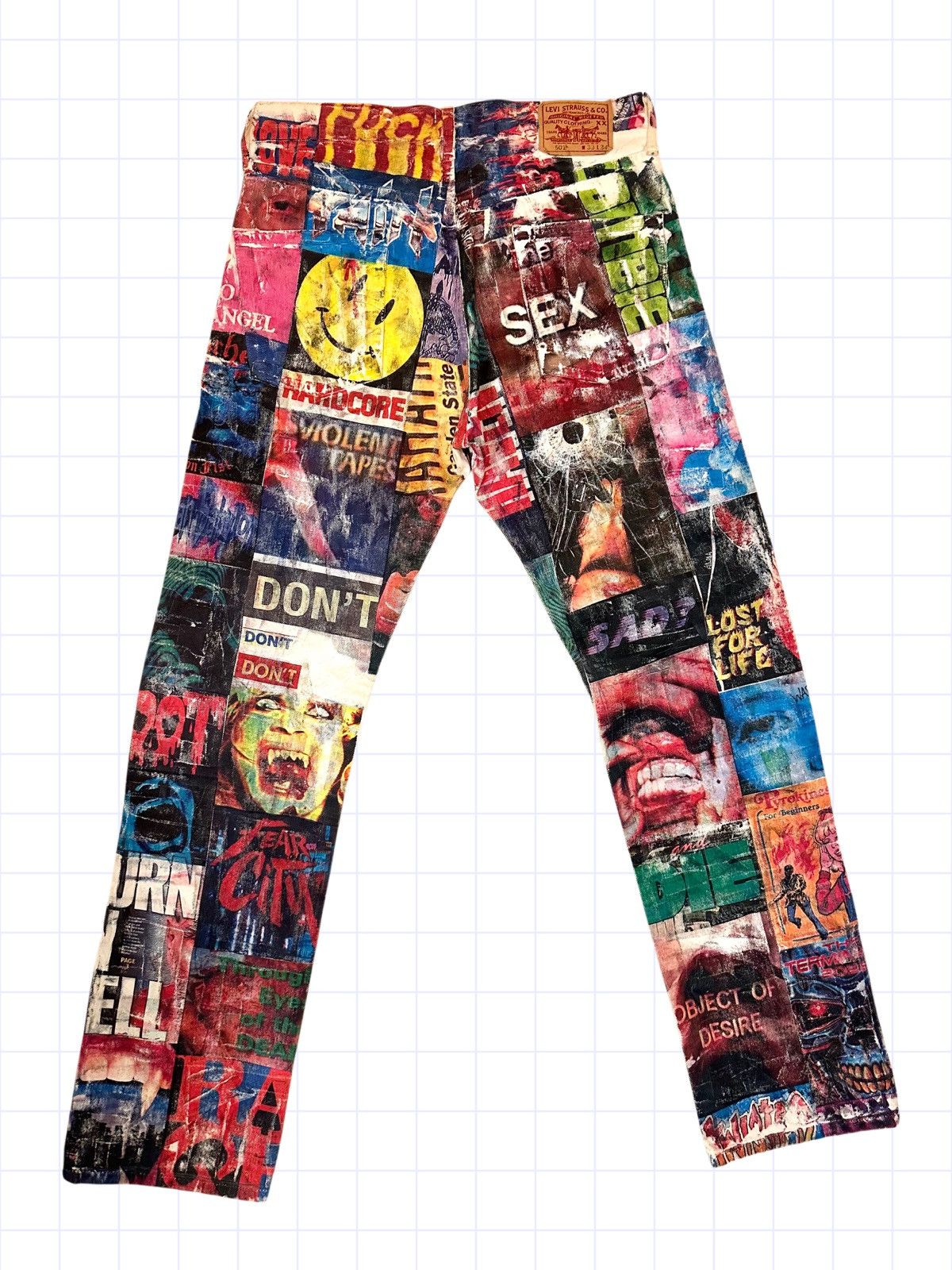 Designer × Vintage 1/1 Horror Printed Denim Size US 33 - 4 Thumbnail