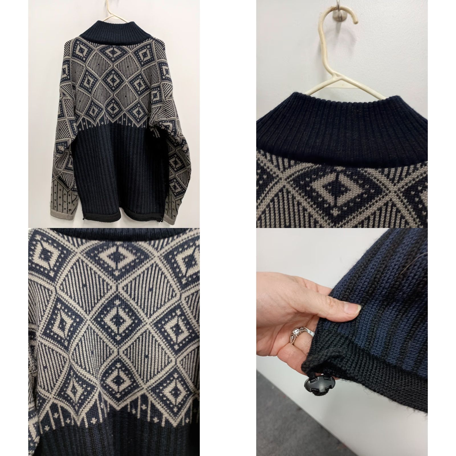 Vintage Vintage Christiania Norwegian Sweater Mens Large Black Gray Wool Fair Isle Nordic Pullover Size US L / EU 52-54 / 3 - 8 Thumbnail