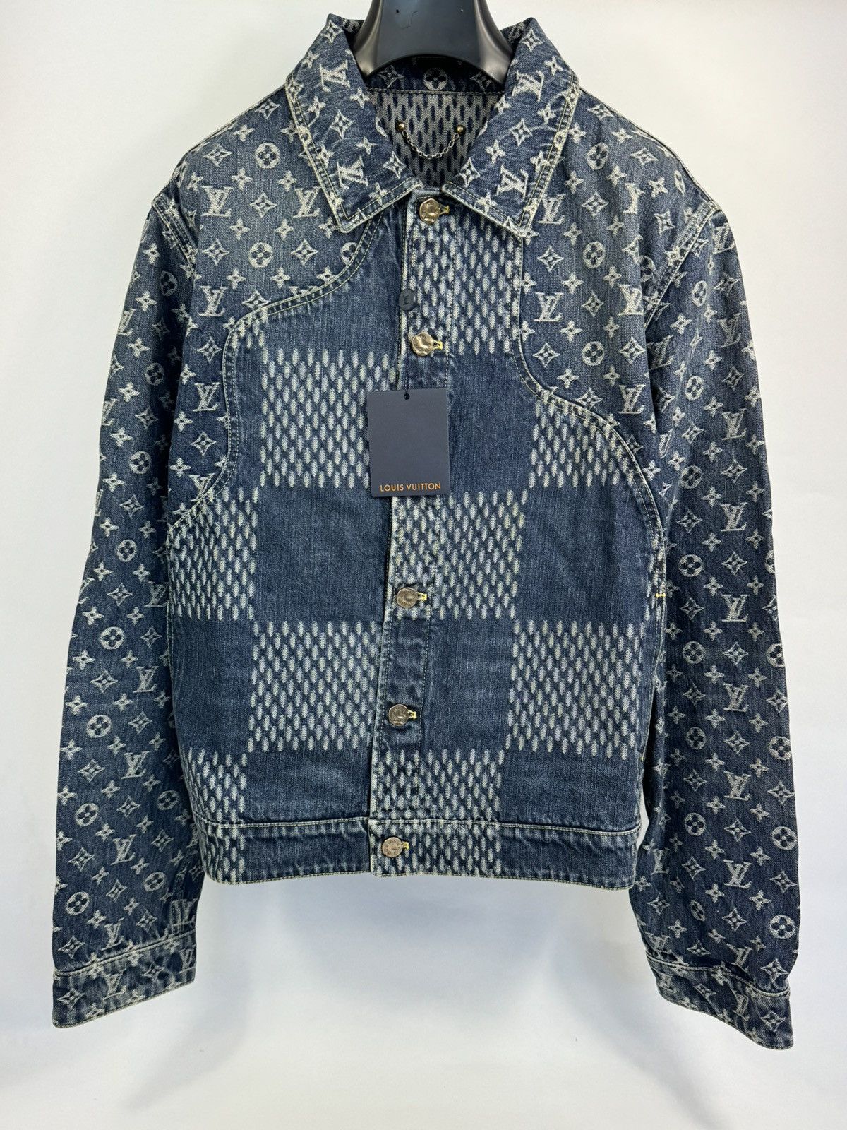 image of Louis Vuitton x Nigo Monogram Blue Denim Jacket, Men's (Size XL)