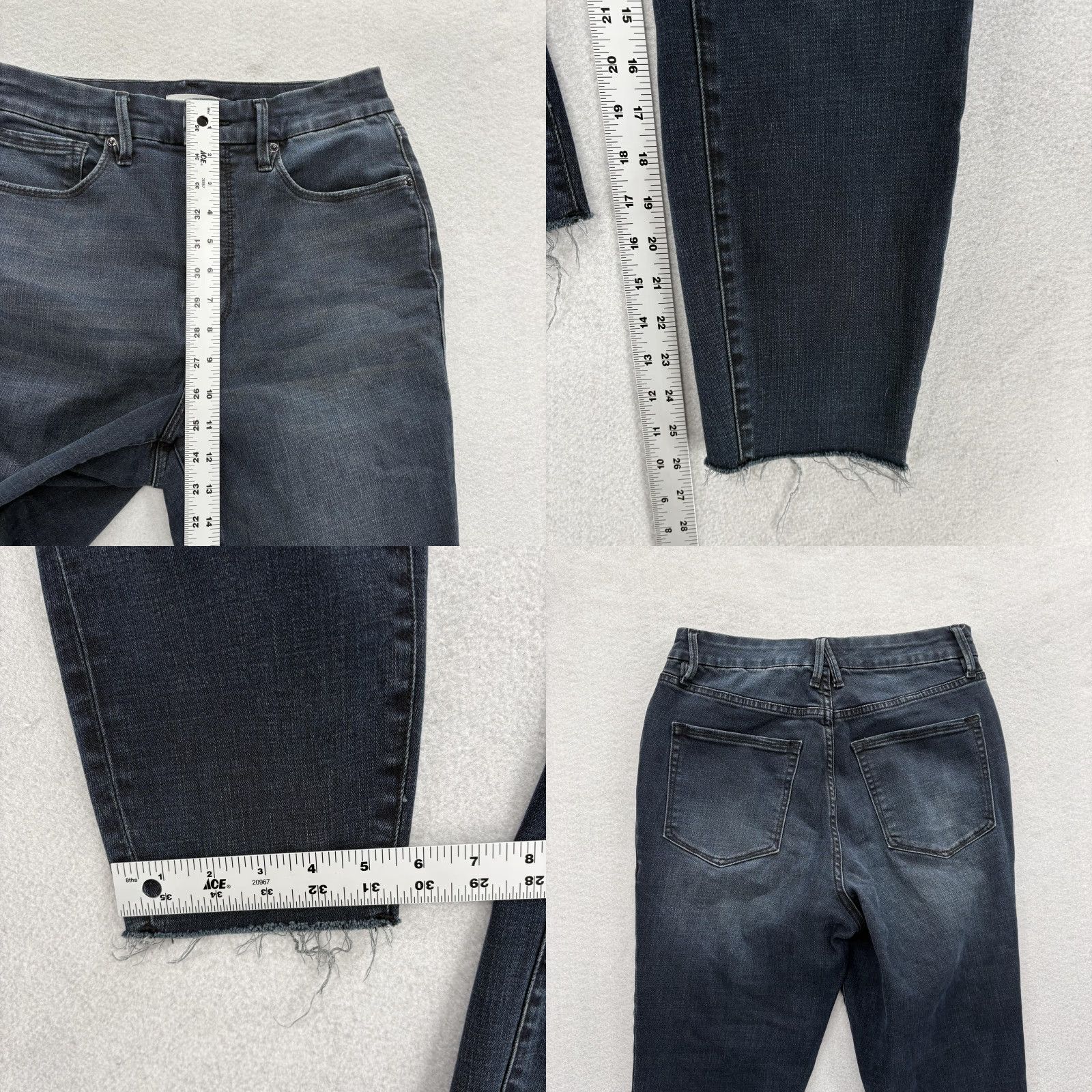 Good American Good American Jeans Womens 10/30 Dark Blue Mid Rise Ankle Raw Hem Stretch Skinny Size 32" / US 10 / IT 46 - 8 Thumbnail