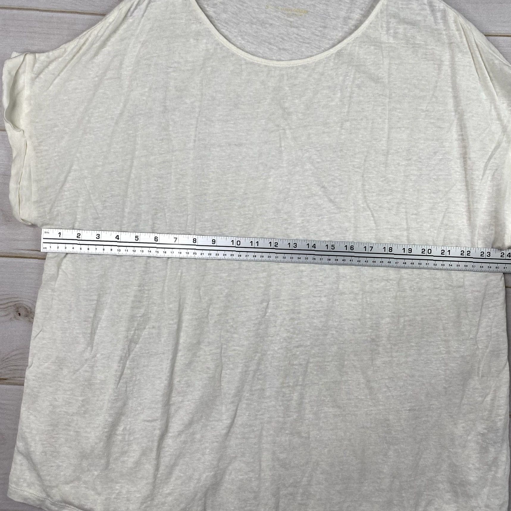 Soft Surroundings Soft Surroundings Top Womens 1X Cream Linen Scoop Neck Short Sleeve Pullover Casual Beach Bohemian All Seasons Mens Womens Girls Size XL / US 12-14 / IT 48-50 - 5 Thumbnail