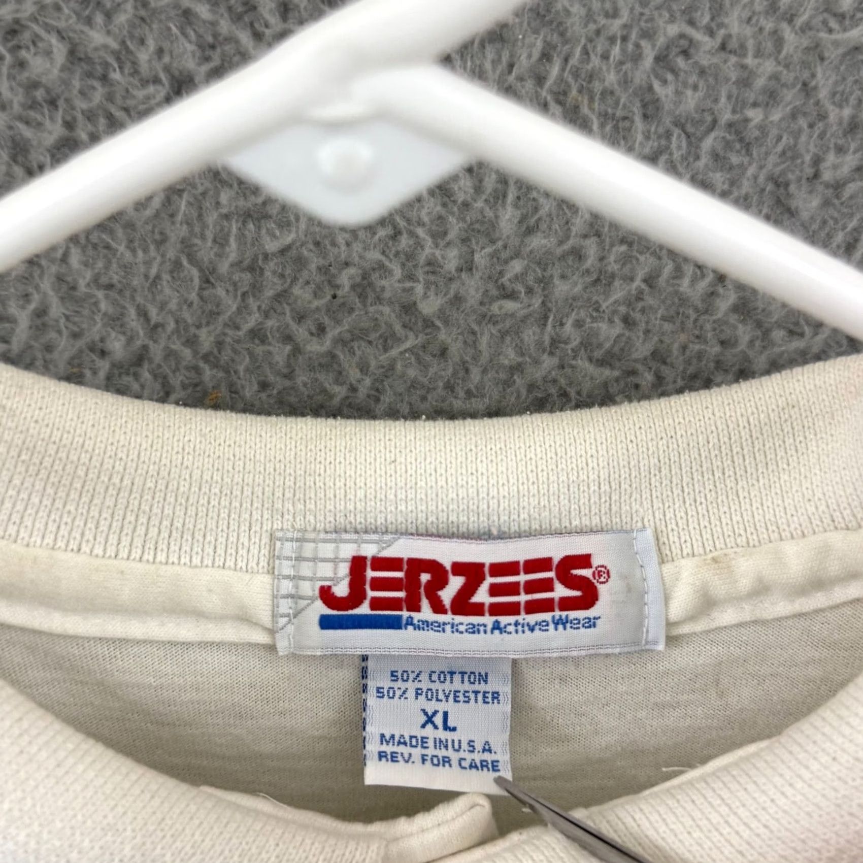 Jerzees VINTAGE Bowling Shirt Mens XL White Short Sleeve Polo Sport 90s Button Pullover Size US XL / EU 56 / 4 - 7 Thumbnail