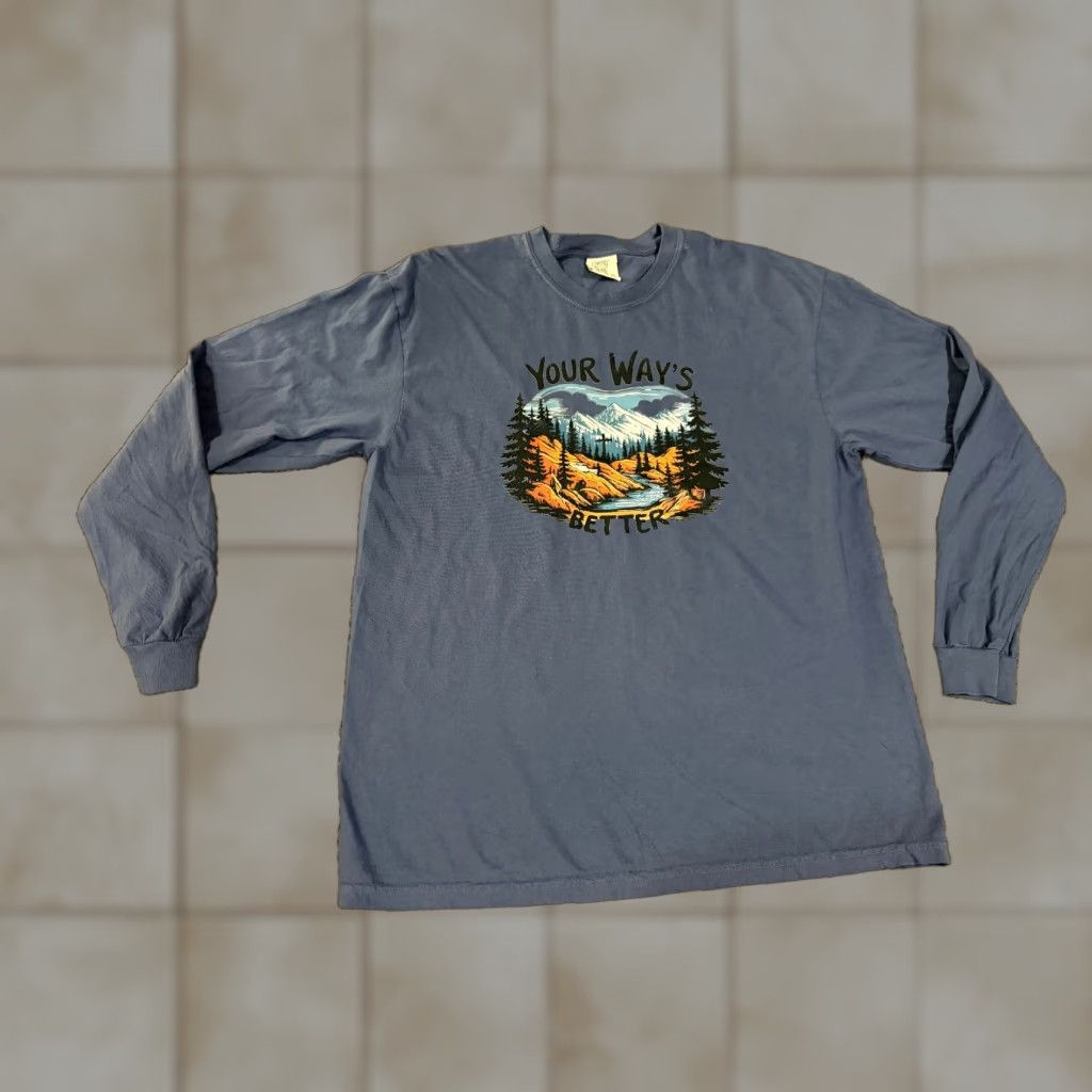Comfort Colors Comfort Colors T-Shirt Mens XL Blue Mountain Long Sleeve Graphic Hiking Size US XL / EU 56 / 4 - 1 Thumbnail