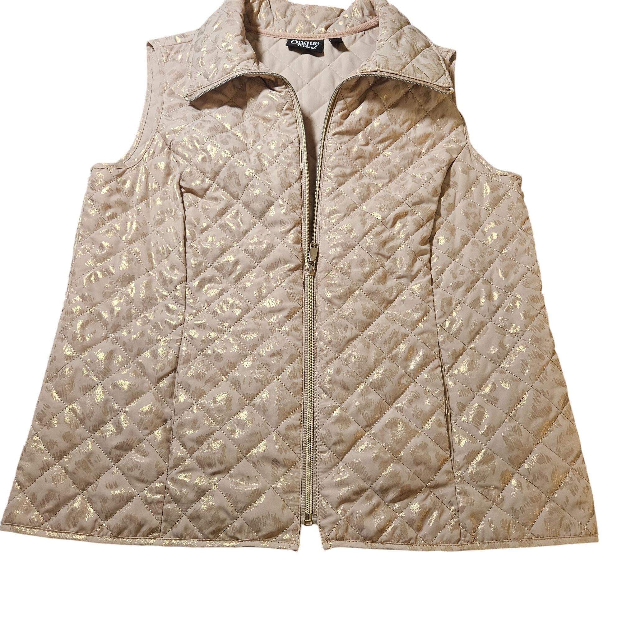 Other Onque Casual Women’s Quilted Vest Gold S Metallic Layering O Size S / US 4 / IT 40 - 2 Thumbnail