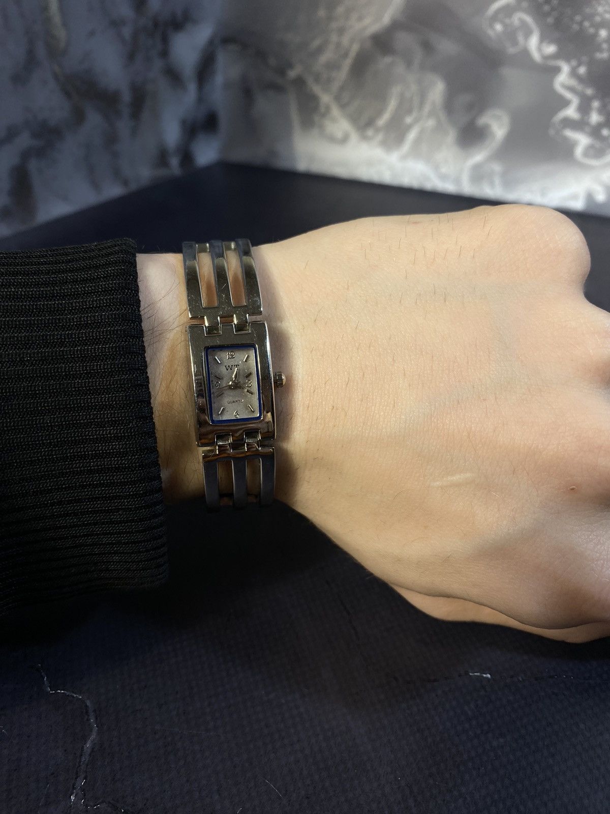 Jewelry x Vintage Elegant Wit Quartz Steel Bangle Watch in Silver, Men's