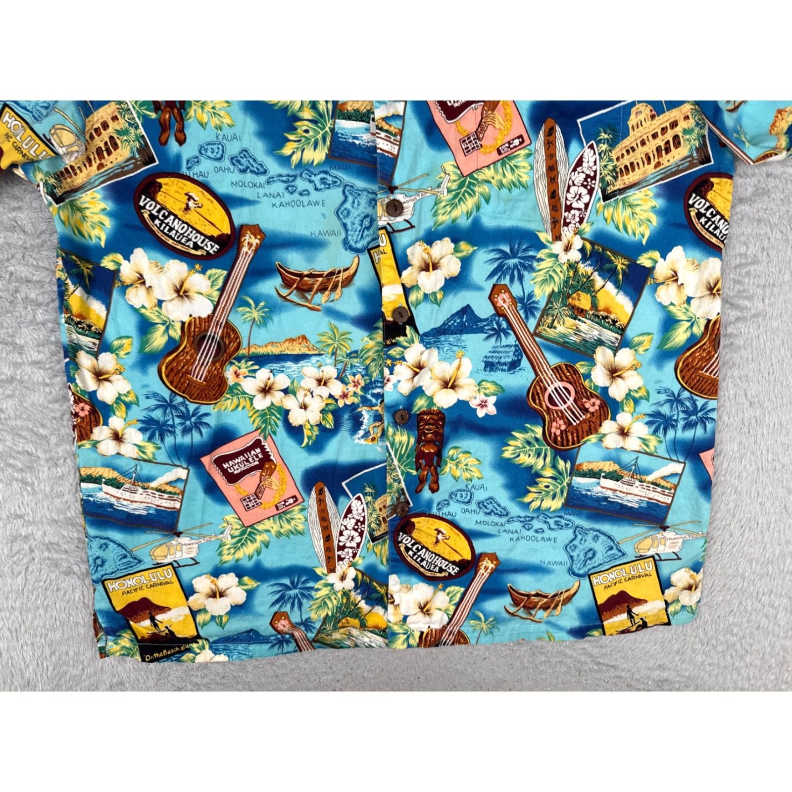 Vintage VINTAGE High Surf Shirt Adult 2XL Blue Floral Tiki Ukulele Button Up 100% Cotton Size US XXL / EU 58 / 5 - 5 Thumbnail