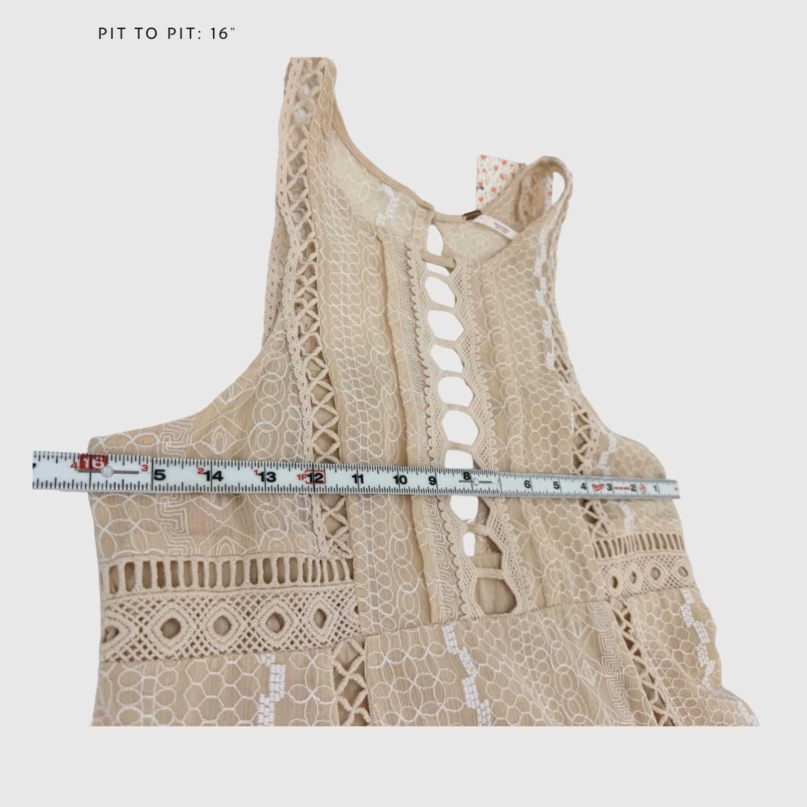 Free People Free People Lace Mini Dress Cream Sleeveless Boho 8 Size M / US 6-8 / IT 42-44 - 7 Thumbnail