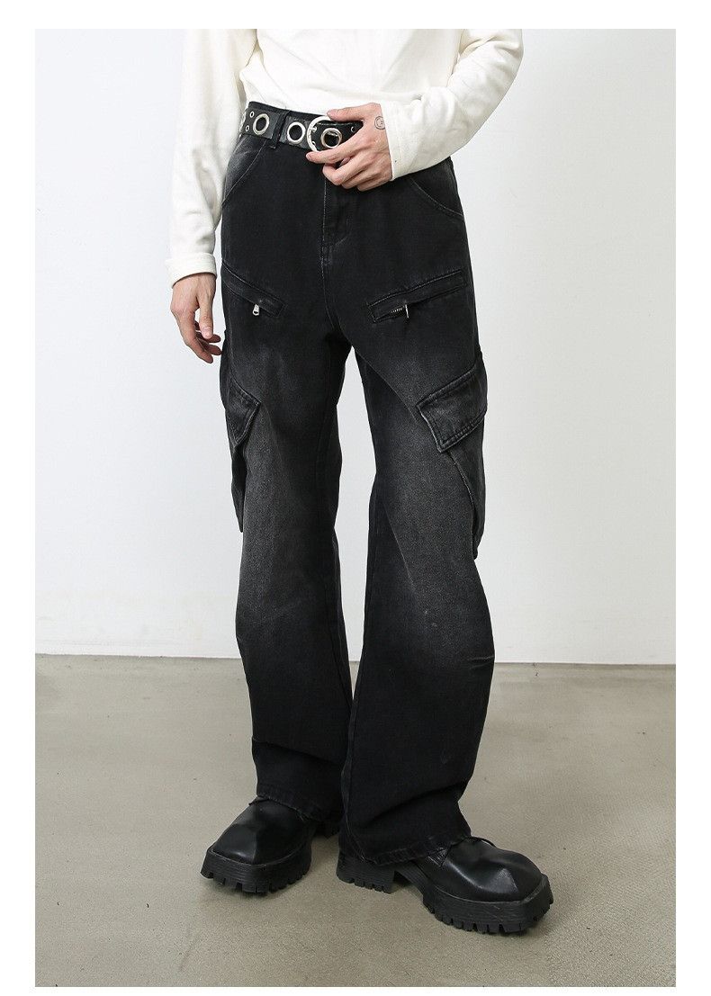 image of Black Cargo Denim Jeans, Men's (Size 30)
