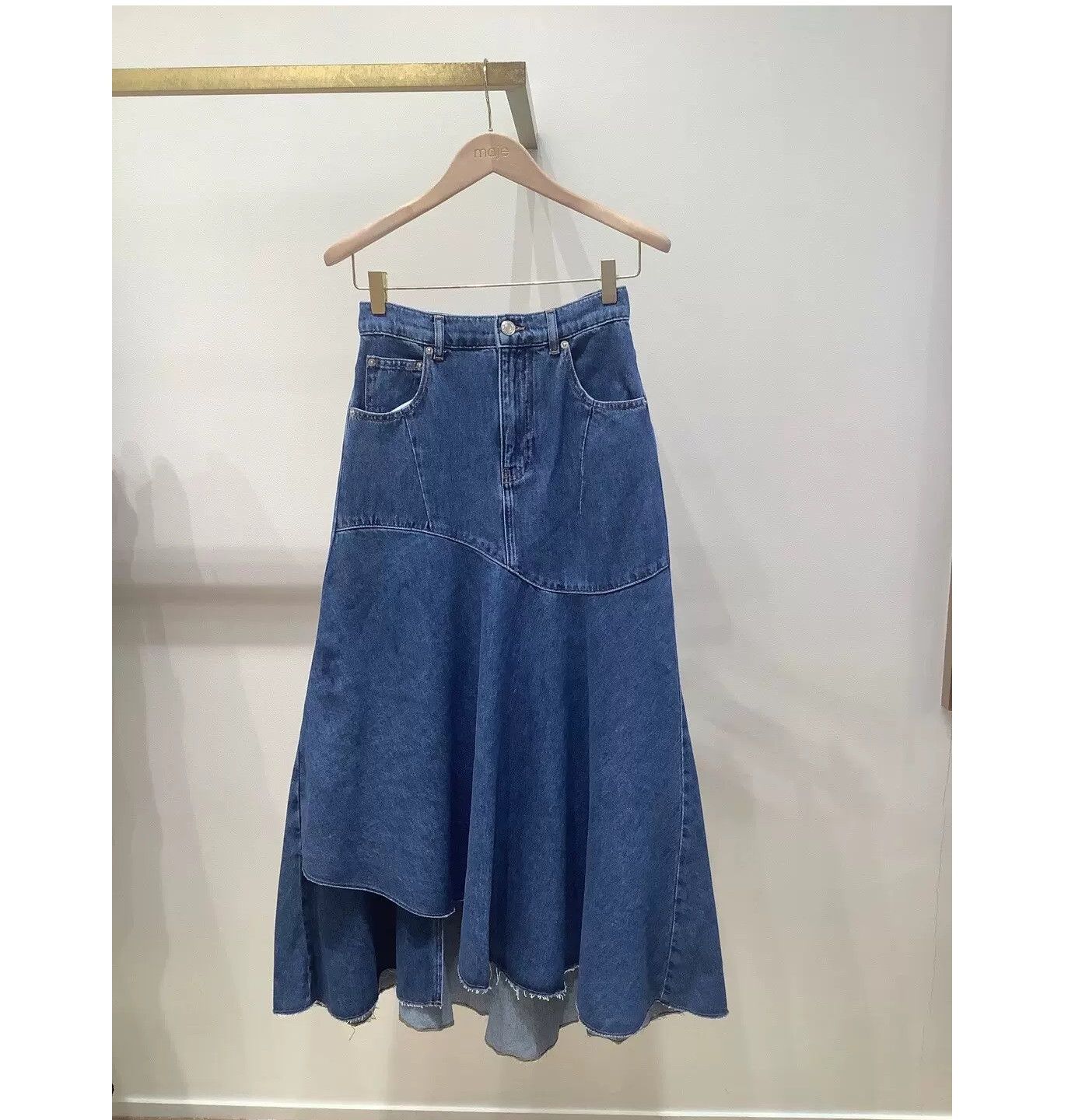 Denim blue skirt midi