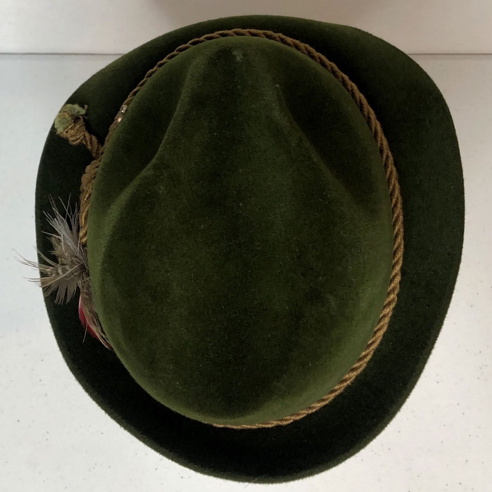 FELT VINTAGE Resistol Self-conforming Hat Manhattan Fedora Green Felt 6 7/8 German Feathers & Rope Mens Size ONE SIZE - 6 Thumbnail