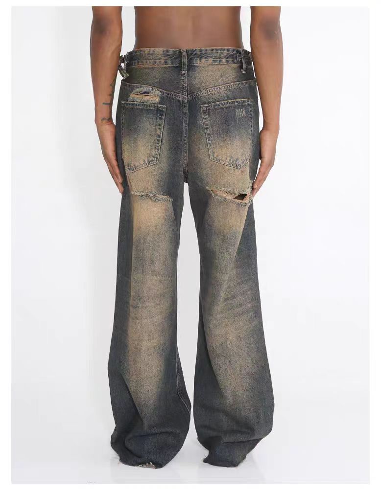 Designer × Vintage ripped grunge flared damaged jeans Size US 32 / EU 48 - 4 Thumbnail