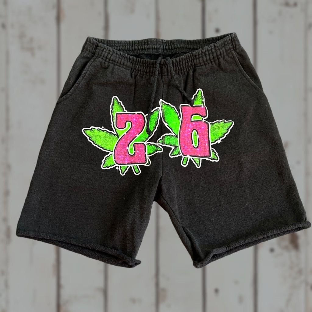 Los Angeles Apparel Los Angeles Apparel Shorts L Heavy Fleece Marijuana 26 Print 14oz Cotton USA Size US 33 - 1 Thumbnail