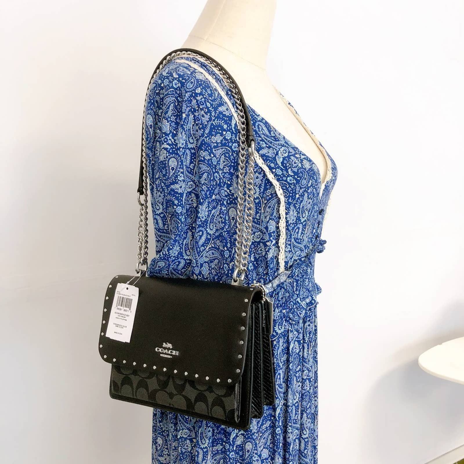 image of Coach 90400 Klare Crossbody In Sig With Rivets In Black, Women's