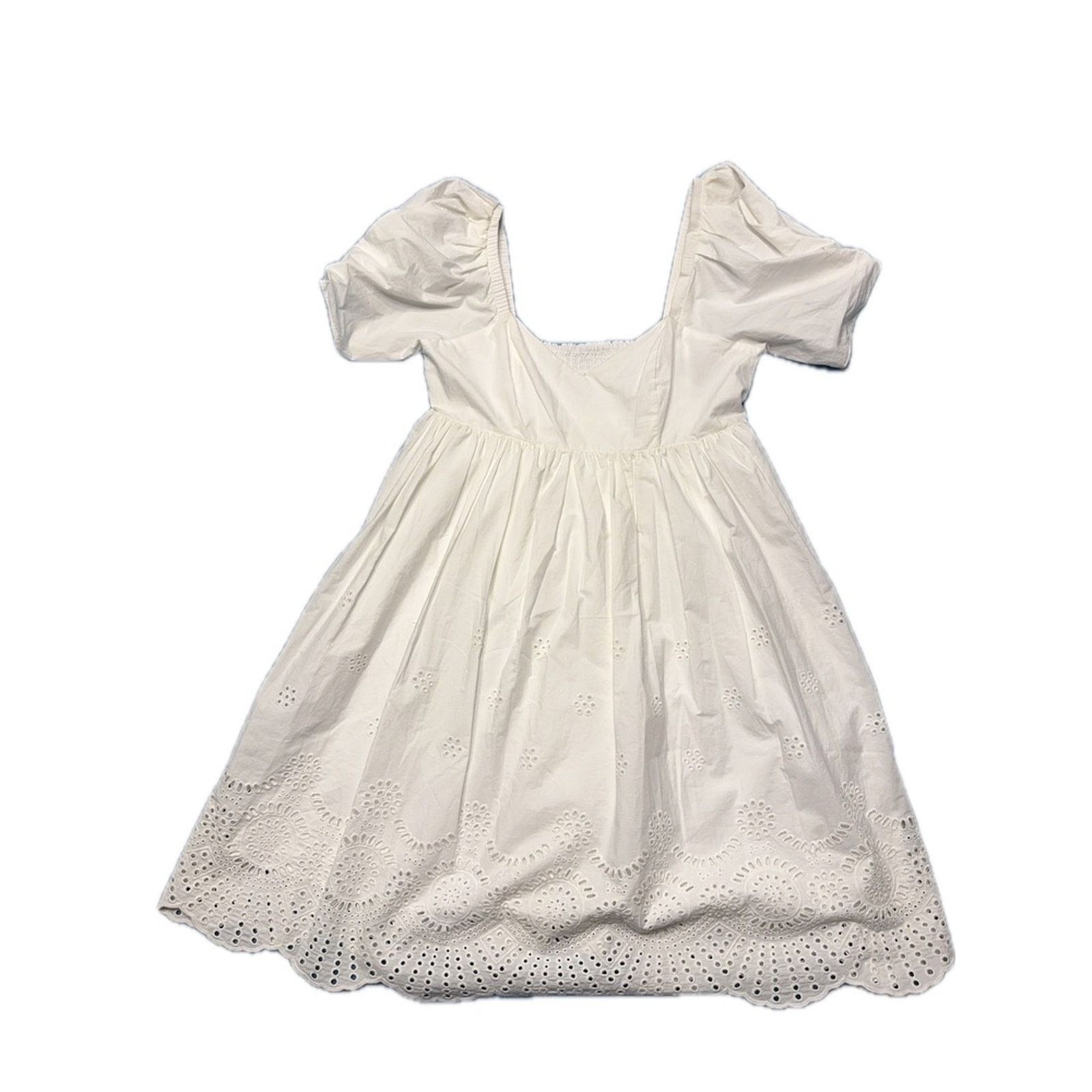 Adrianna Papell Adrianna Papell White Eyelet Puff Sleeve Dress – Size 8 Size M / US 6-8 / IT 42-44 - 1 Thumbnail