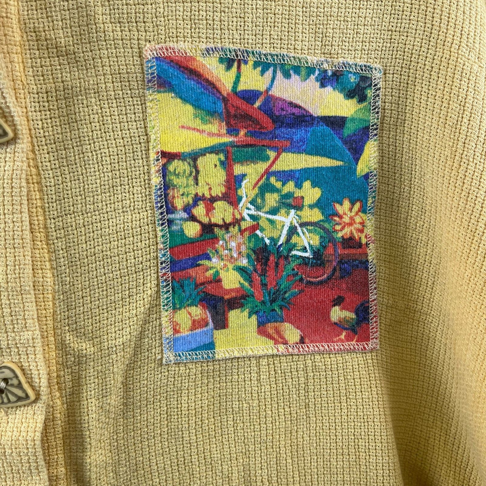 Other Vintage Michael Leu Art Knit Canvas Decorative Leaf Button Size L / US 10 / IT 46 - 4 Thumbnail