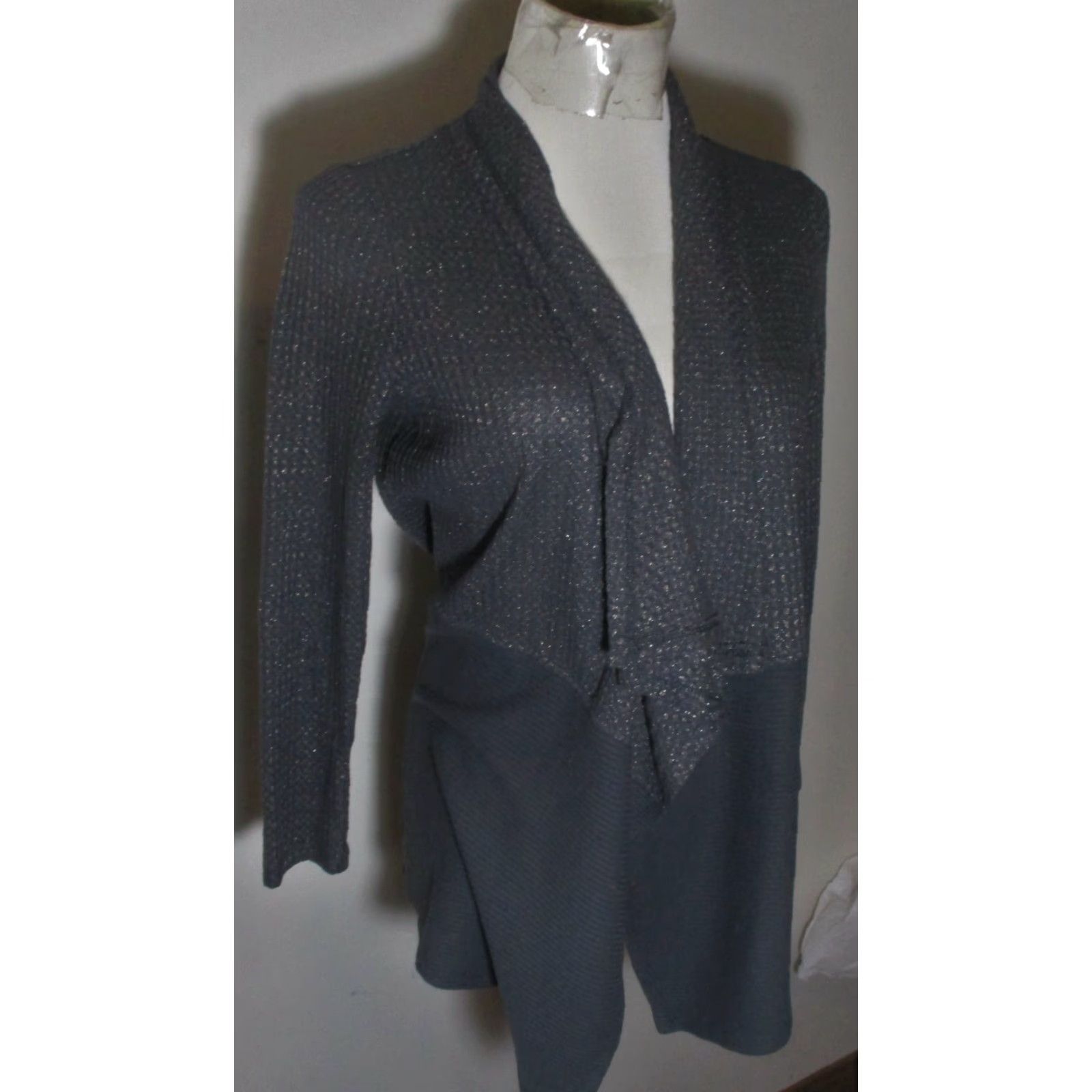 Juicy Couture JUICY COUTURE Cardigan Sweater Gray Metallic Wrap Women's S Casual All Seasons Size S / US 4 / IT 40 - 3 Thumbnail