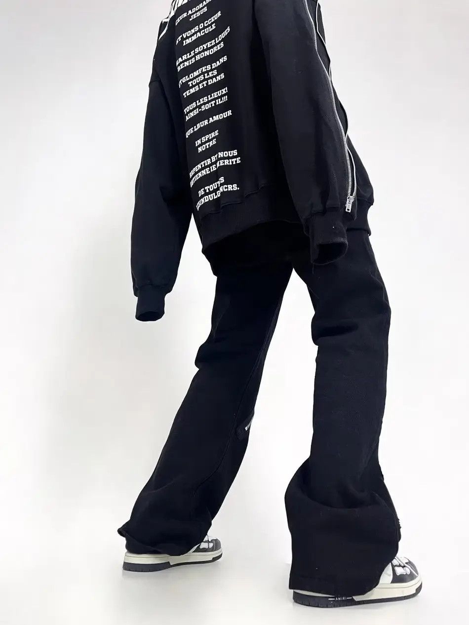 Japanese Brand Loose flared black zipper jeans Size US 32 / EU 48 - 4 Thumbnail