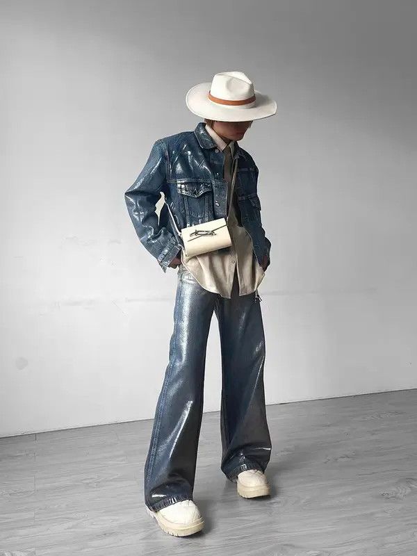 VIBE Liquid metallic baggy casual denim pants Size US 30 / EU 46 - 5 Thumbnail