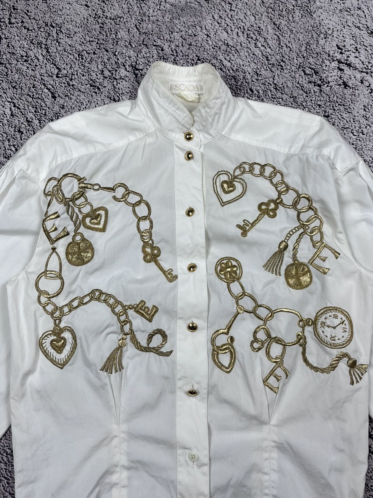 Escada Vintage Escada by Margaretha Ley Gold Embroidered Blouse Size XS / US 0-2 / IT 36-38 - 4 Thumbnail