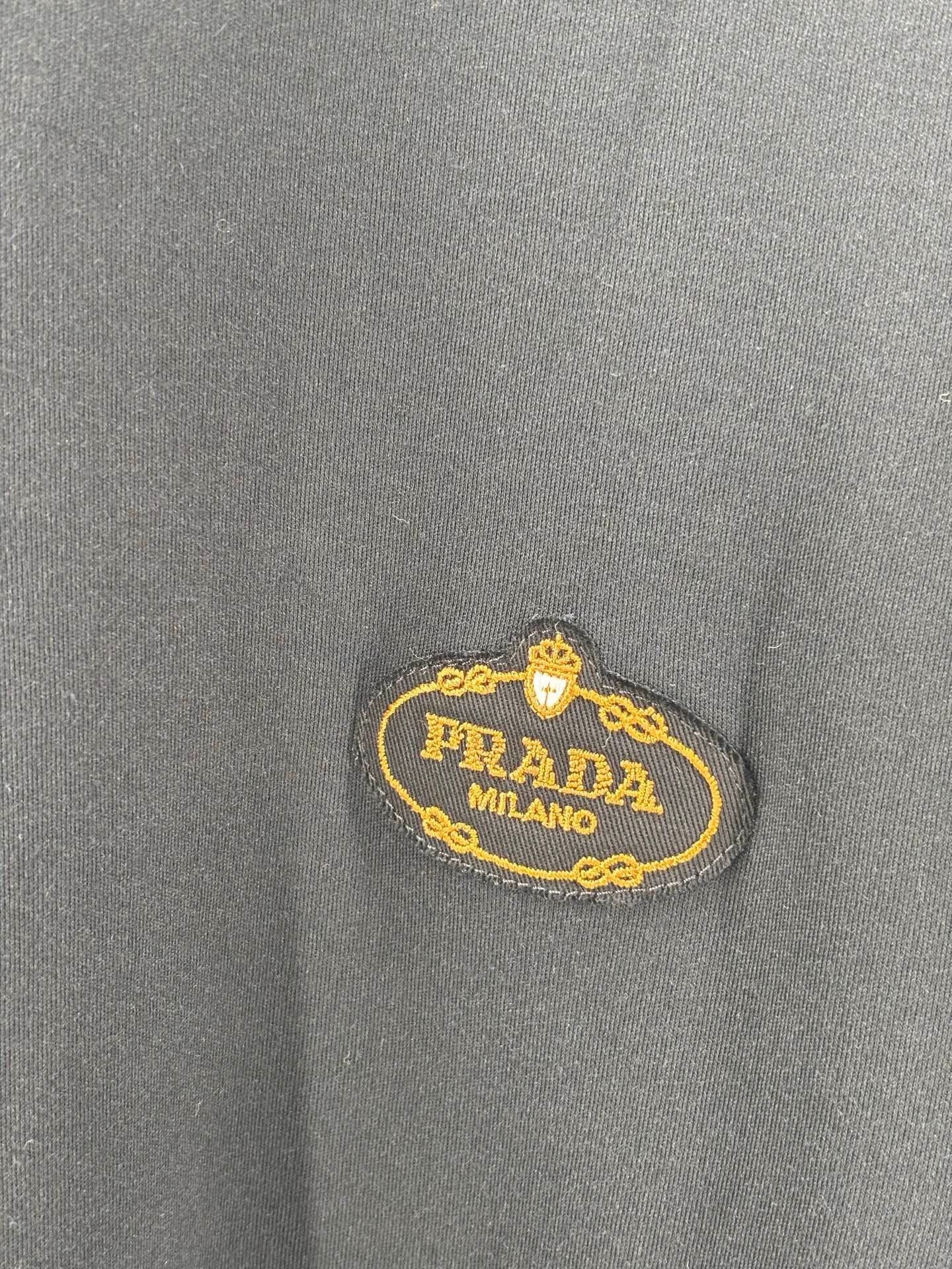 Prada Black Long Sleeve T-Shirt with Embroidery