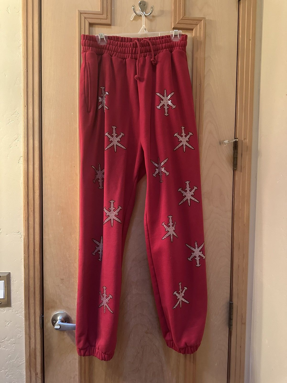 Unknown London Unknown London Red Dagger Rhinestone Sweatpants Size US 32 / EU 48 - 1 Thumbnail