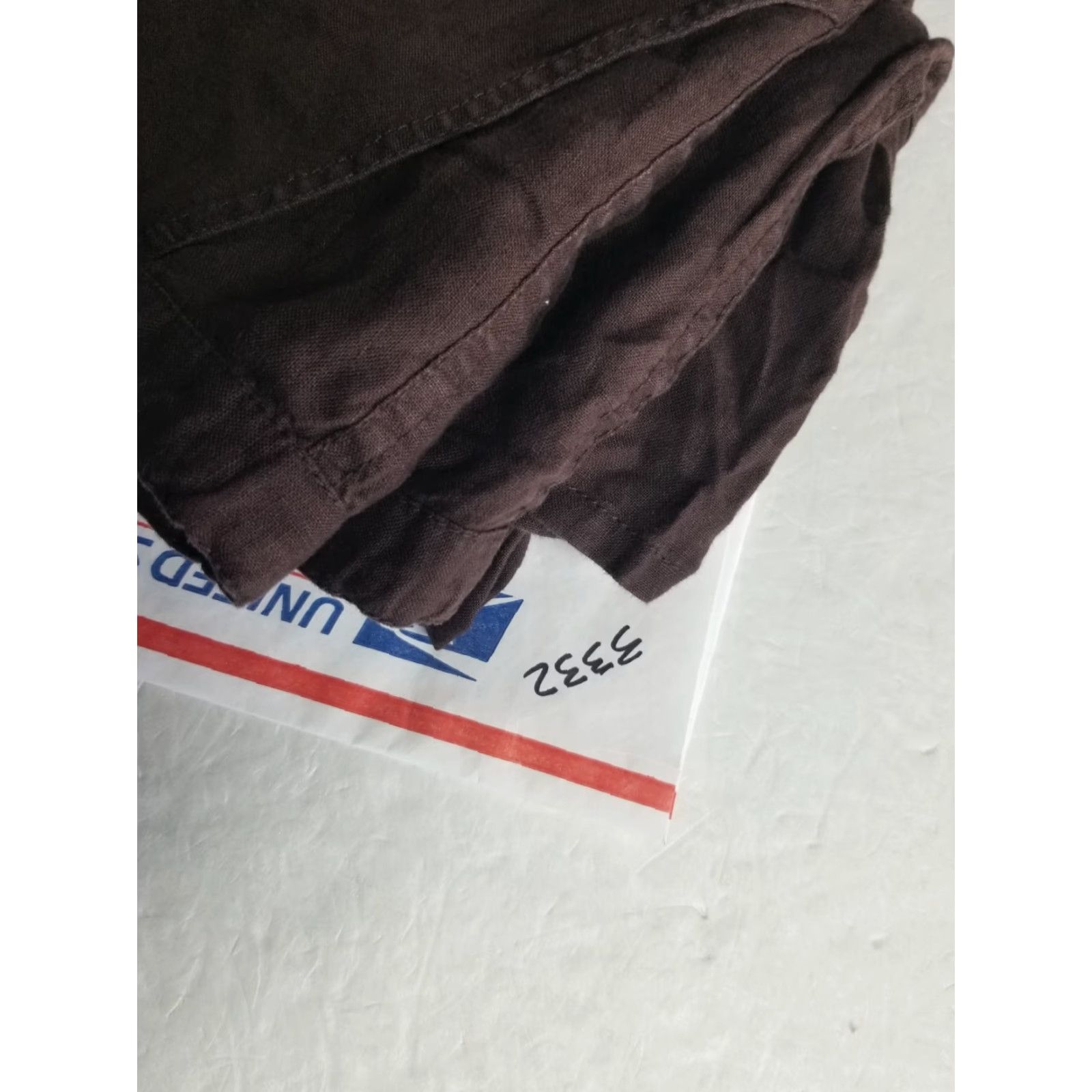 Vintage London Jean Chino Pants Women Large Brown Linen Straight Leg Drawstring Waist Size 36" / US 14 / IT 50 - 6 Thumbnail